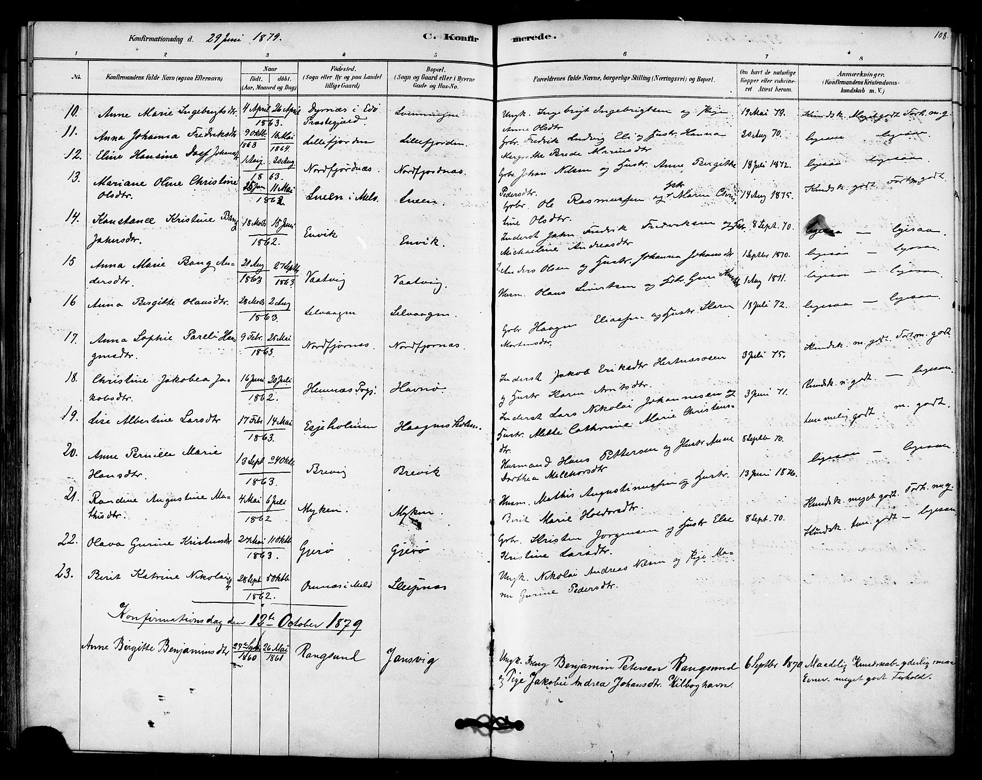 Ministerialprotokoller, klokkerbøker og fødselsregistre - Nordland, AV/SAT-A-1459/841/L0609: Parish register (official) no. 841A12, 1878-1901, p. 108