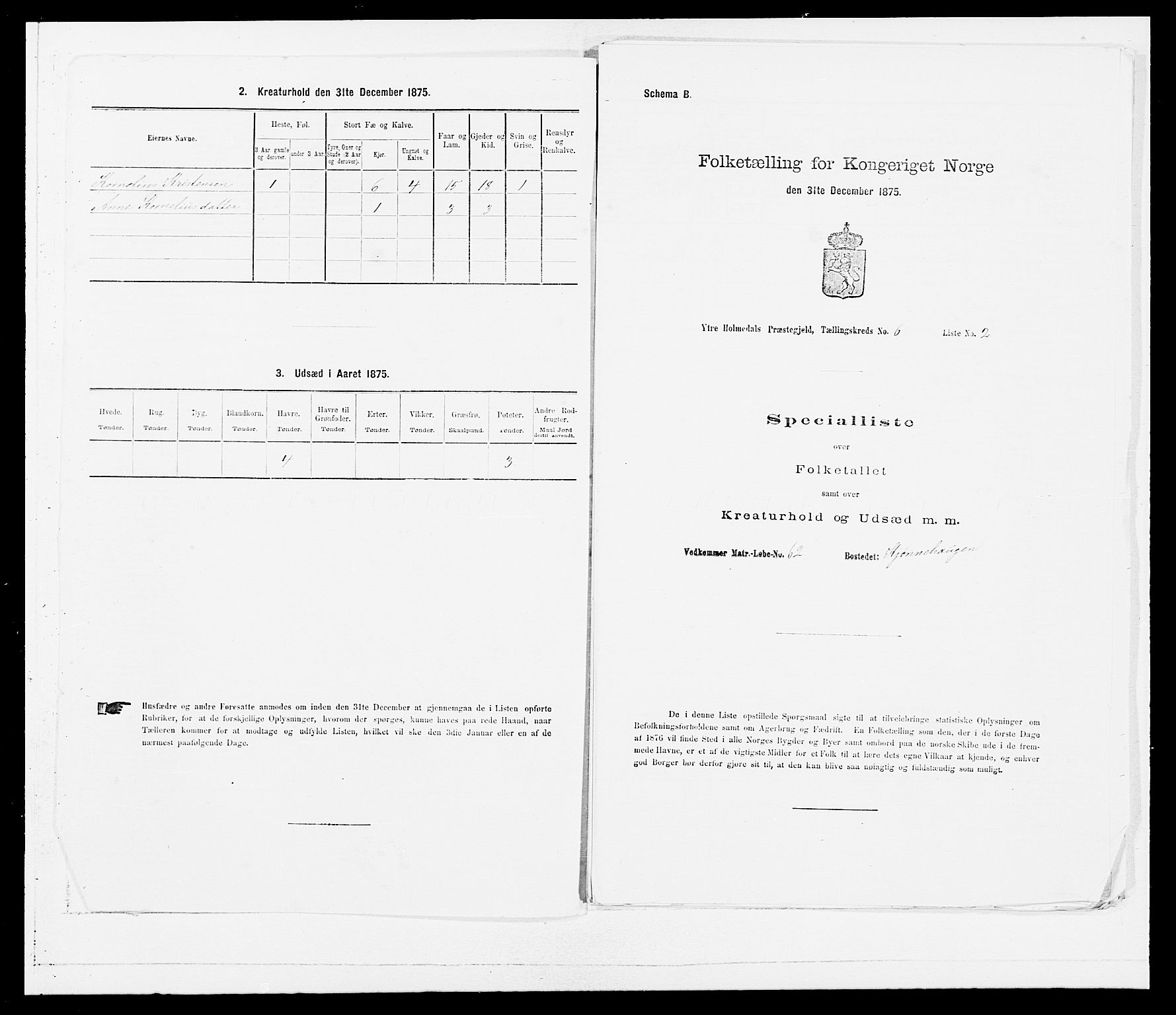 SAB, 1875 census for 1429P Ytre Holmedal, 1875, p. 392