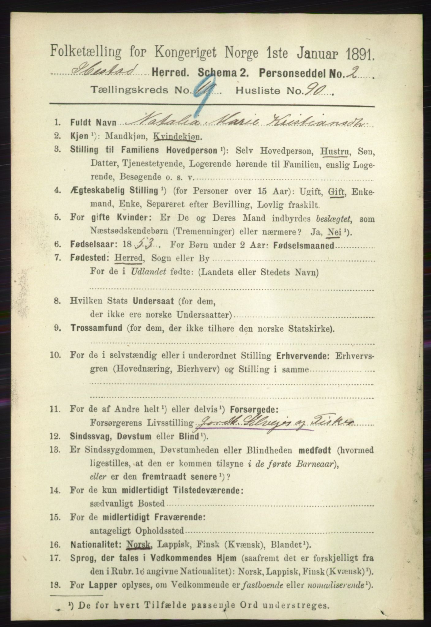 RA, 1891 census for 1917 Ibestad, 1891, p. 6538