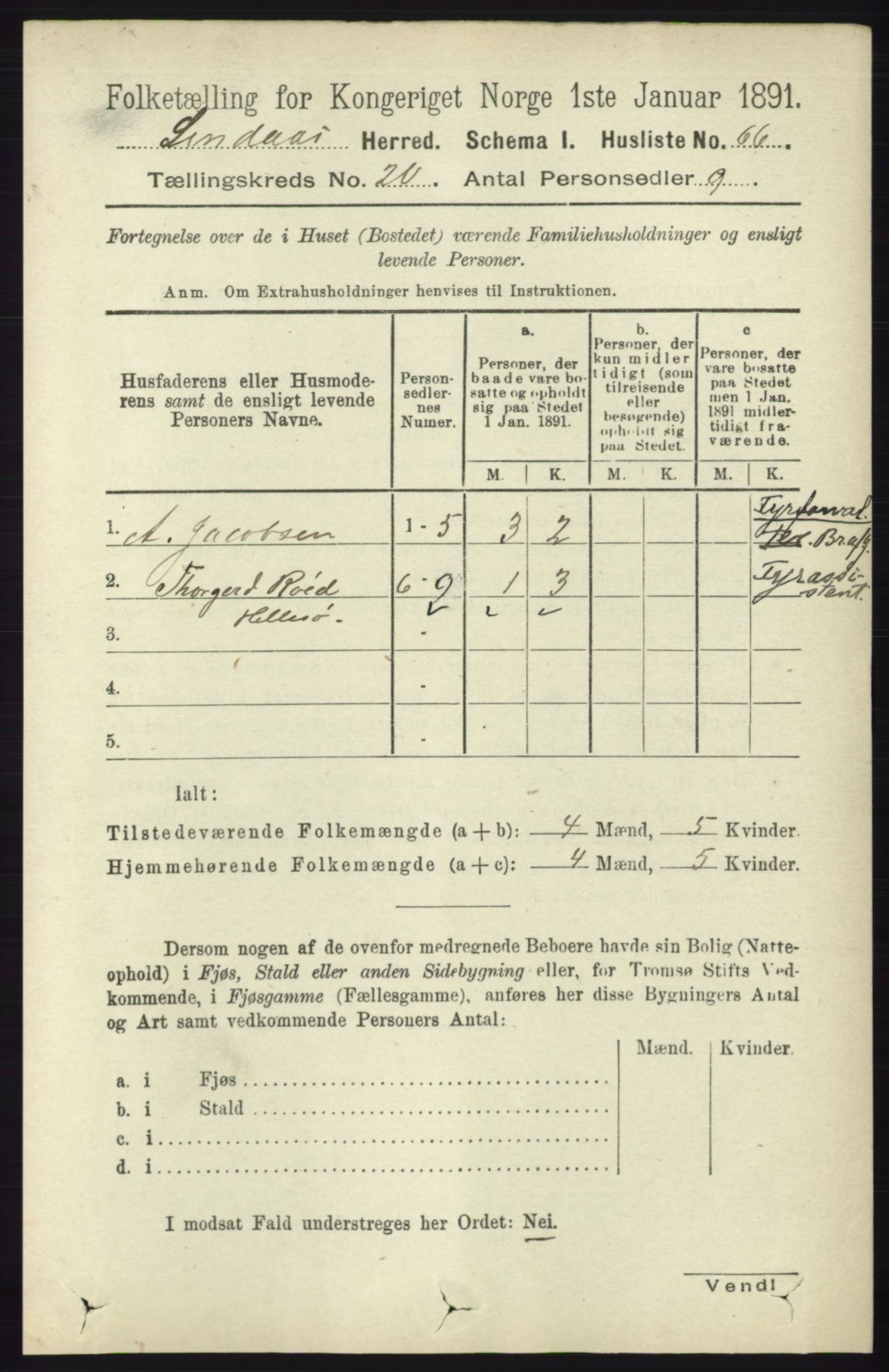 RA, 1891 census for 1263 Lindås, 1891, p. 7340