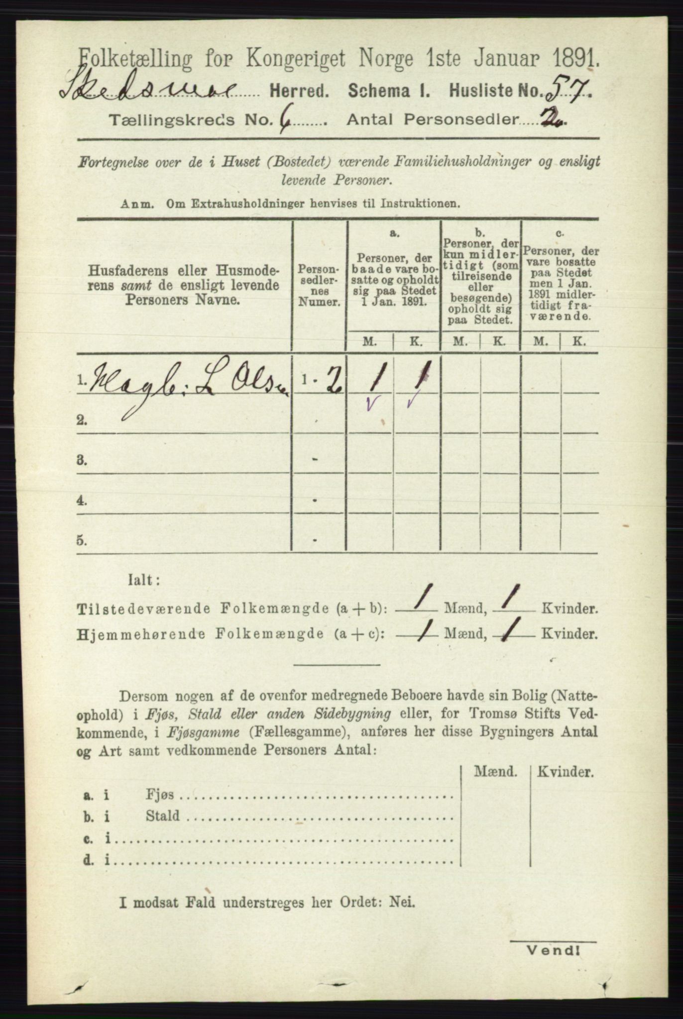 RA, 1891 census for 0231 Skedsmo, 1891, p. 2715