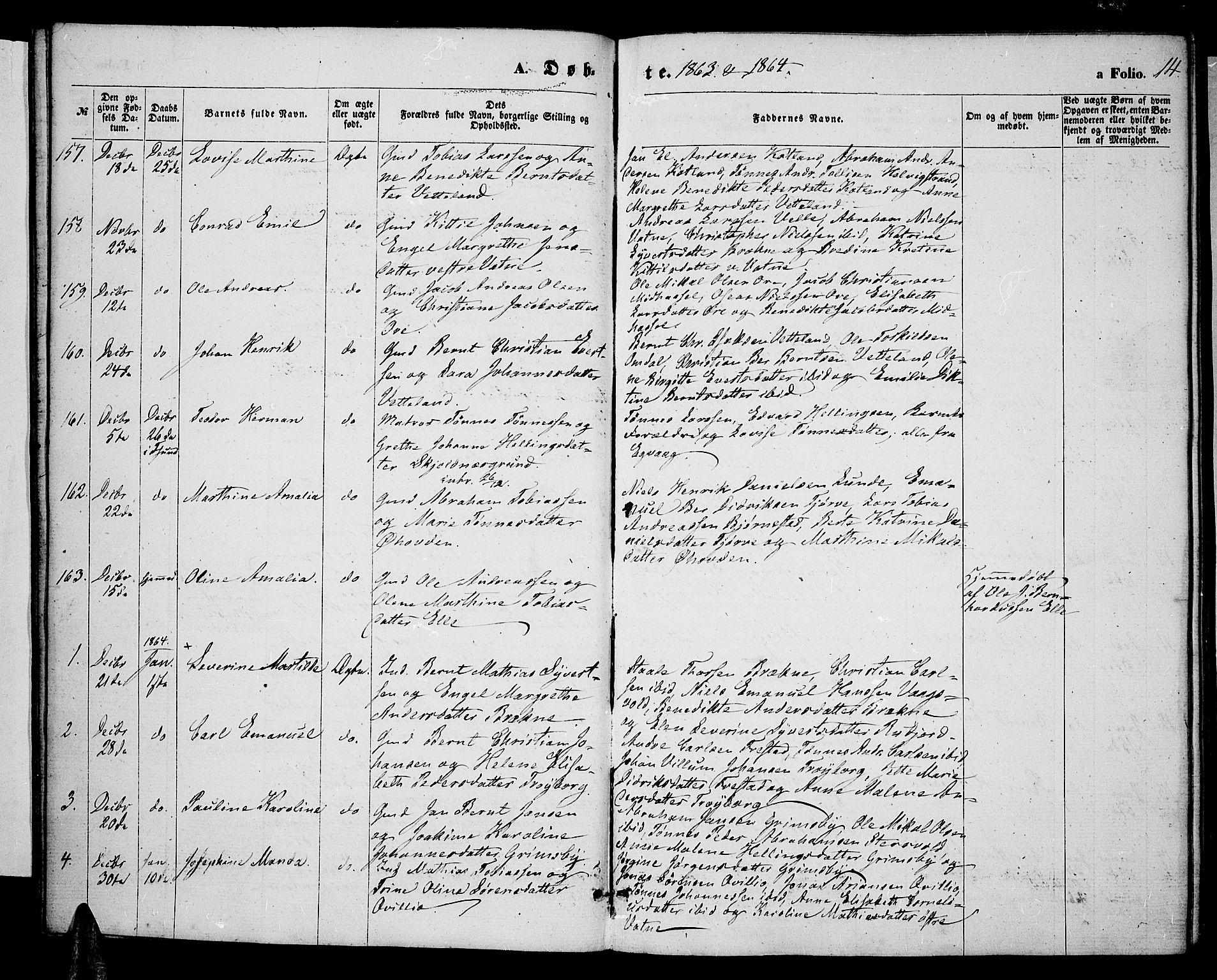 Lista sokneprestkontor, AV/SAK-1111-0027/F/Fb/L0003: Parish register (copy) no. B 3, 1862-1877, p. 14