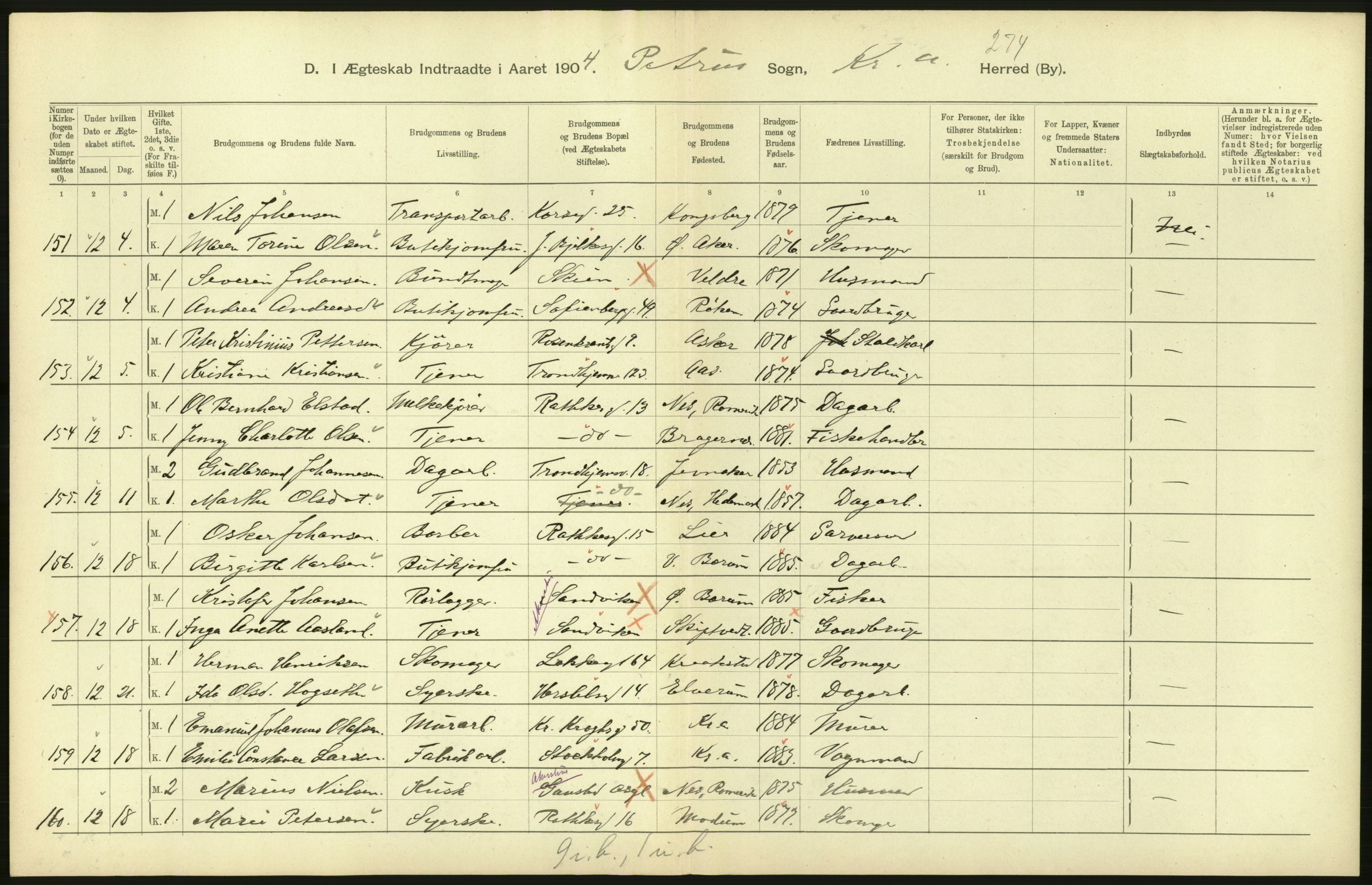 Statistisk sentralbyrå, Sosiodemografiske emner, Befolkning, AV/RA-S-2228/D/Df/Dfa/Dfab/L0004: Kristiania: Gifte, døde, 1904, p. 126