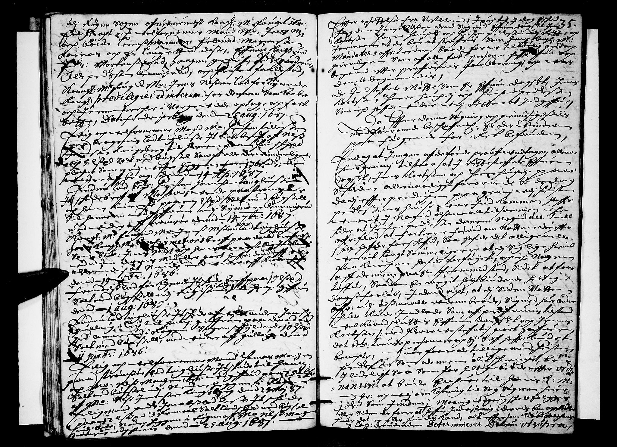Lier, Røyken og Hurum sorenskriveri, AV/SAKO-A-89/F/Fa/L0028: Tingbok, 1687, p. 34b-35a