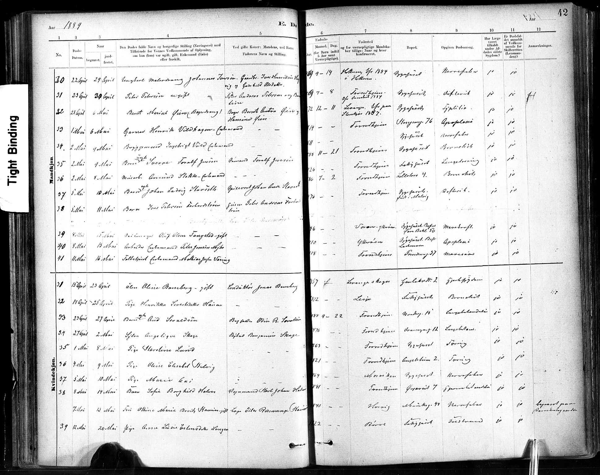 Ministerialprotokoller, klokkerbøker og fødselsregistre - Sør-Trøndelag, AV/SAT-A-1456/602/L0120: Parish register (official) no. 602A18, 1880-1913, p. 42