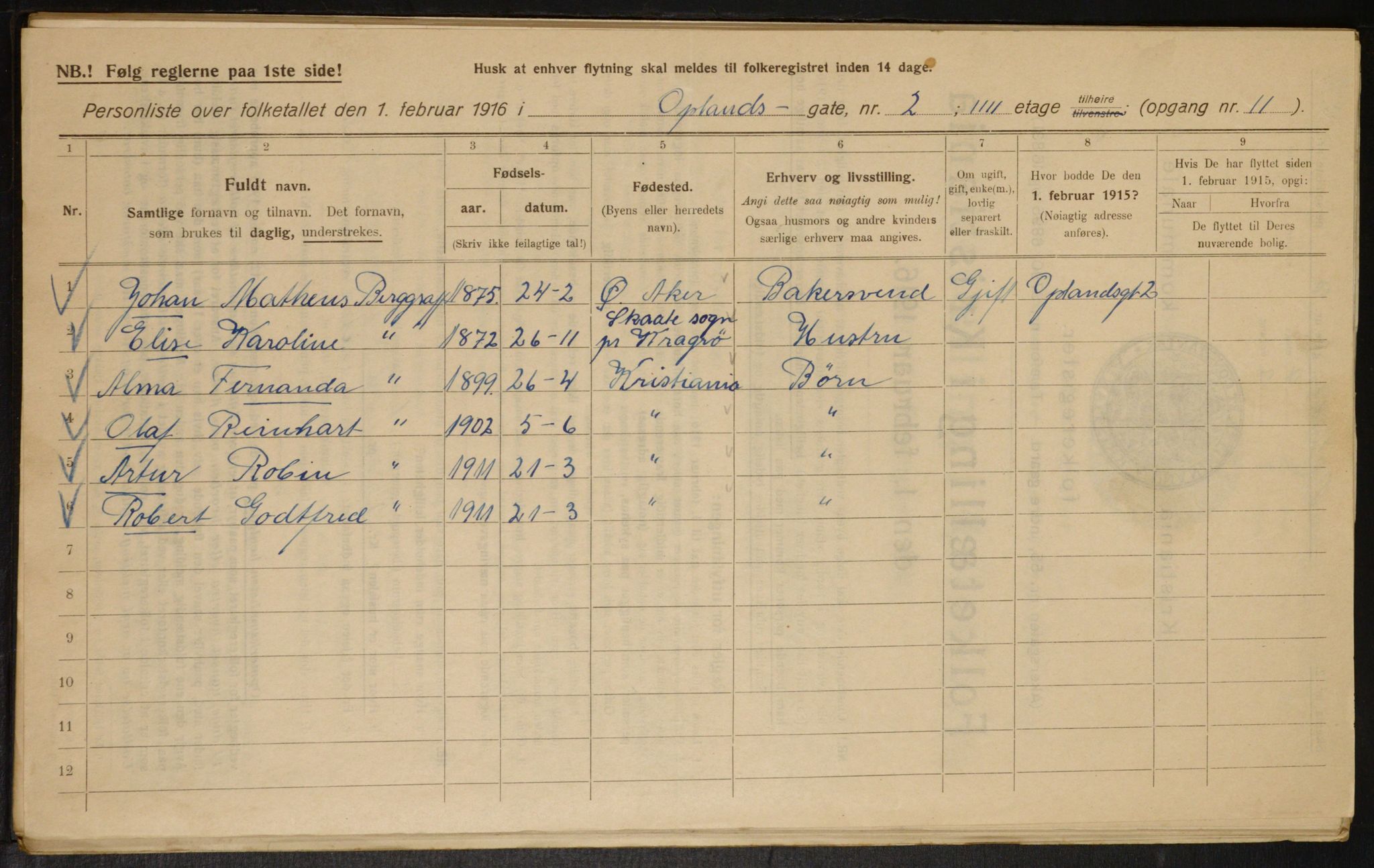 OBA, Municipal Census 1916 for Kristiania, 1916, p. 77646