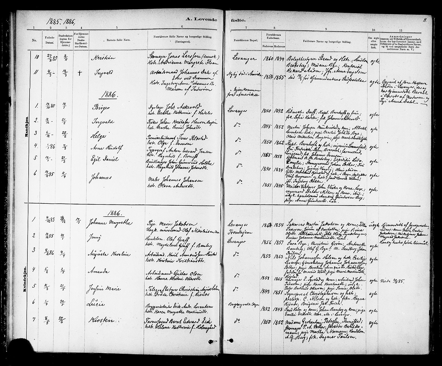 Ministerialprotokoller, klokkerbøker og fødselsregistre - Nord-Trøndelag, AV/SAT-A-1458/720/L0192: Parish register (copy) no. 720C01, 1880-1917, p. 11