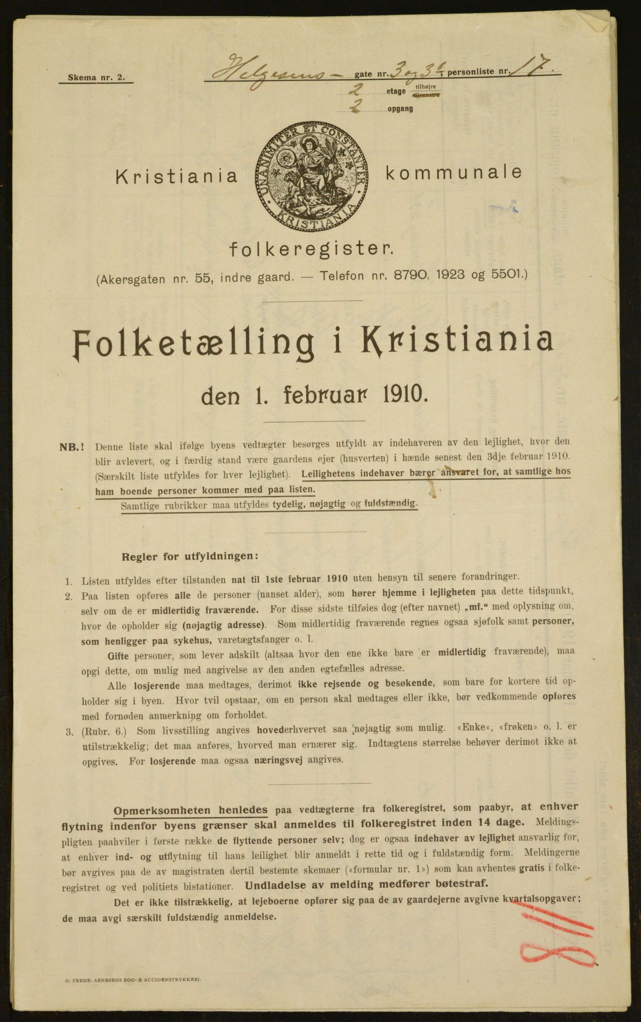 OBA, Municipal Census 1910 for Kristiania, 1910, p. 36274