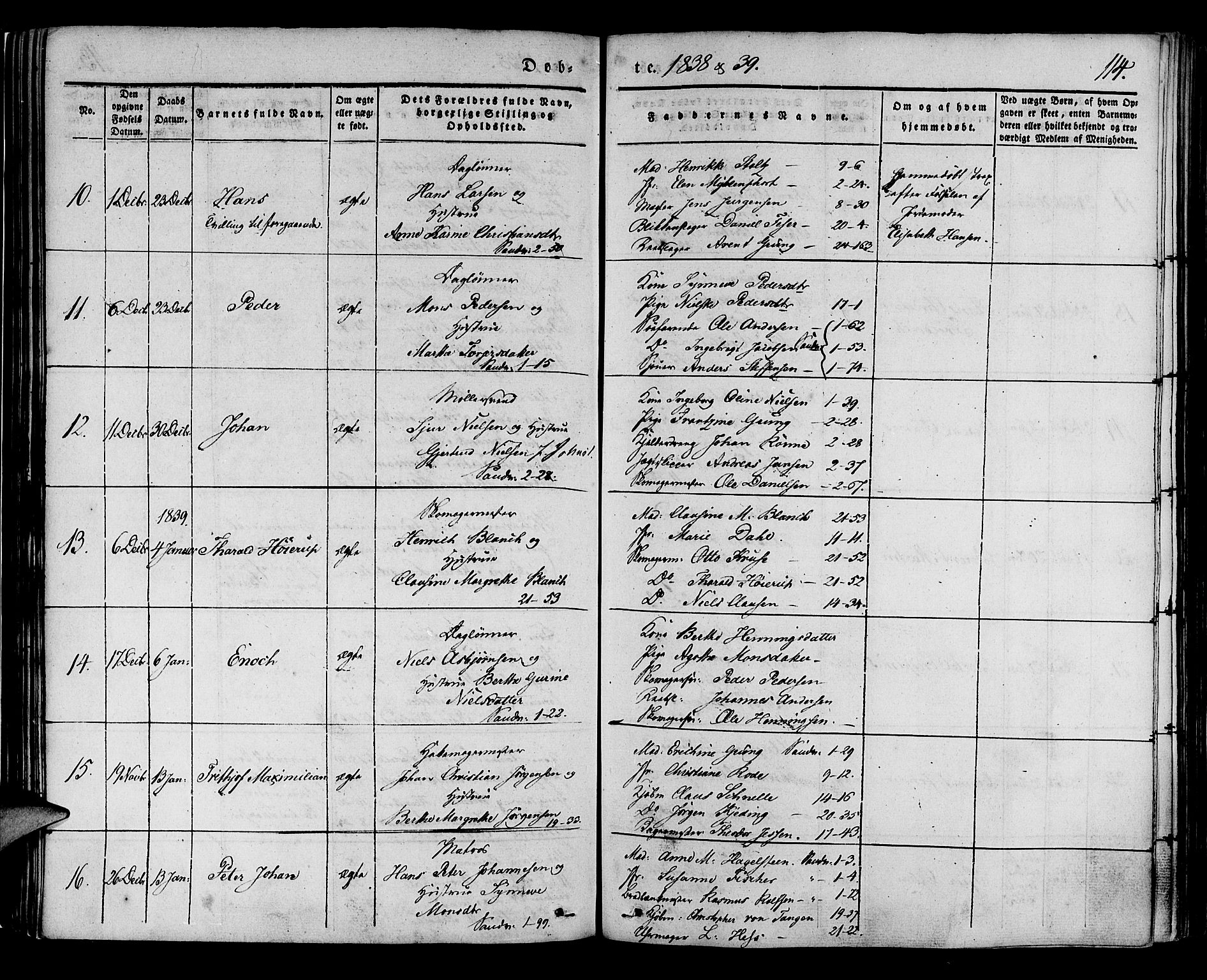 Korskirken sokneprestembete, AV/SAB-A-76101/H/Haa/L0015: Parish register (official) no. B 1, 1833-1841, p. 114