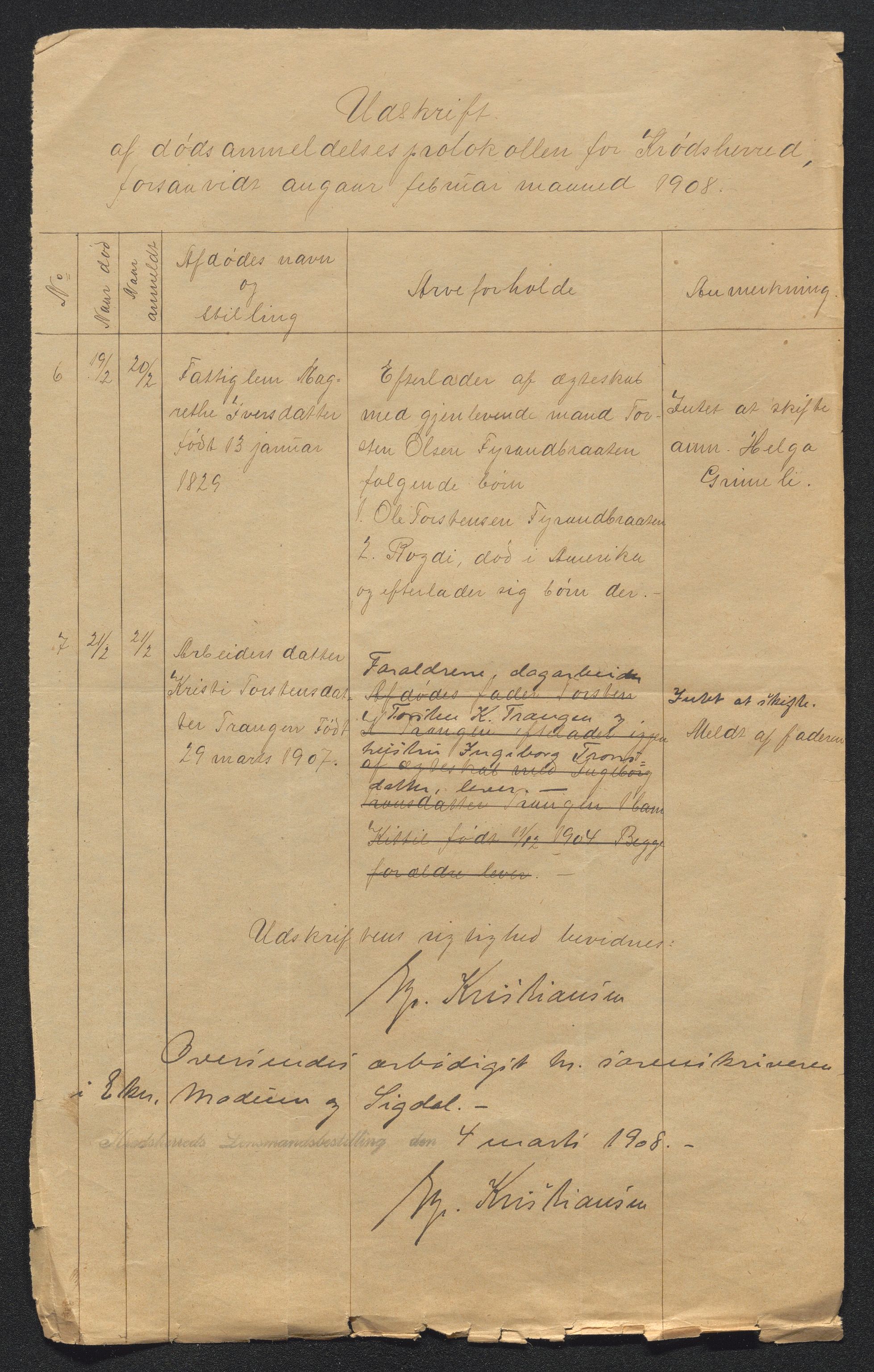 Eiker, Modum og Sigdal sorenskriveri, AV/SAKO-A-123/H/Ha/Hab/L0032: Dødsfallsmeldinger, 1907-1908, p. 769