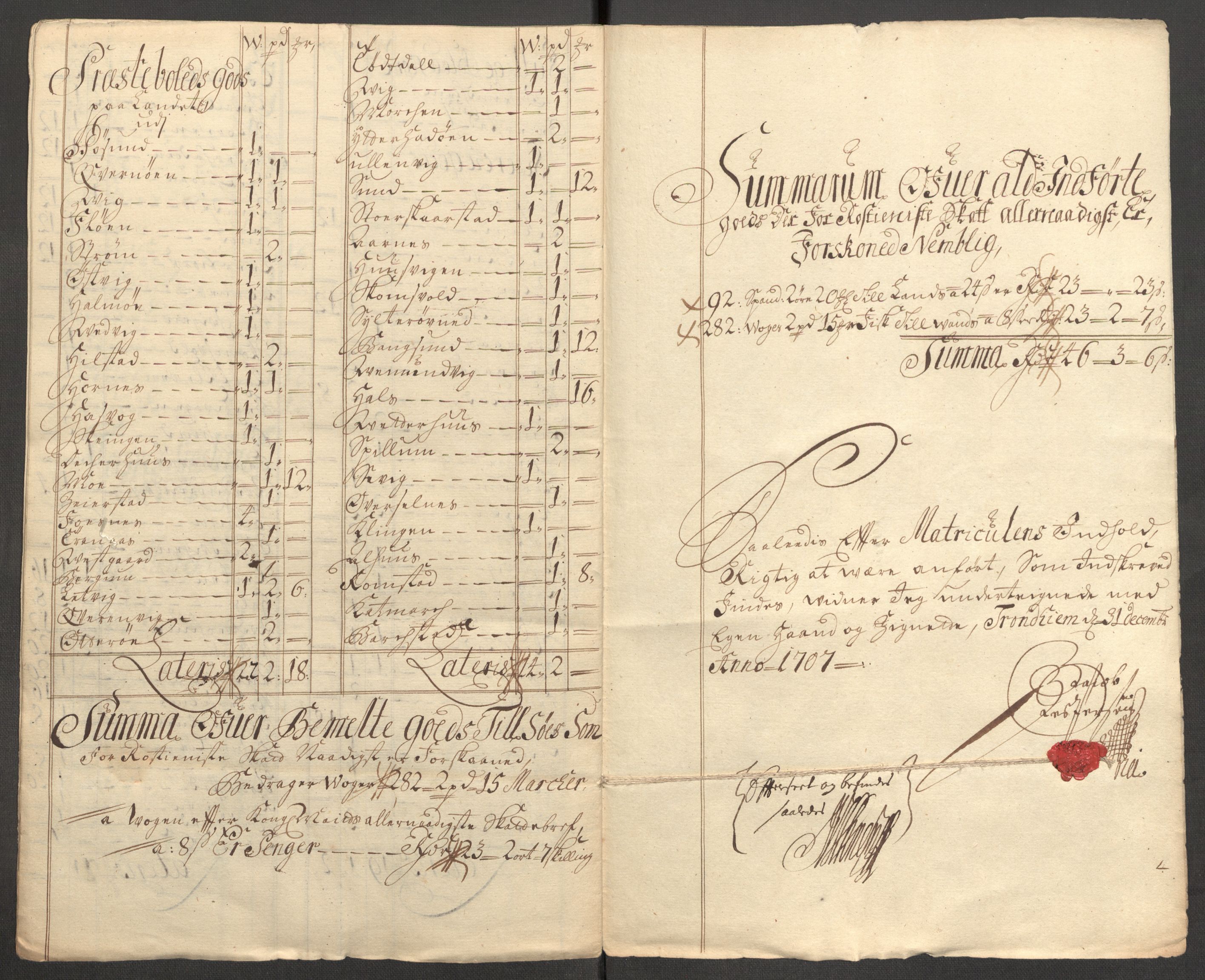 Rentekammeret inntil 1814, Reviderte regnskaper, Fogderegnskap, RA/EA-4092/R64/L4430: Fogderegnskap Namdal, 1707-1708, p. 215