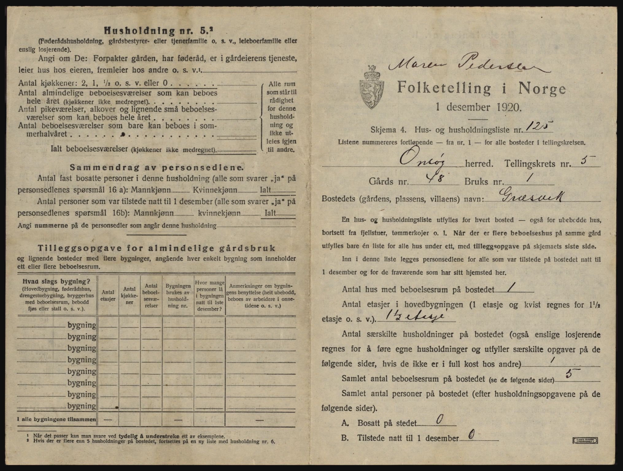 SAO, 1920 census for Onsøy, 1920, p. 926