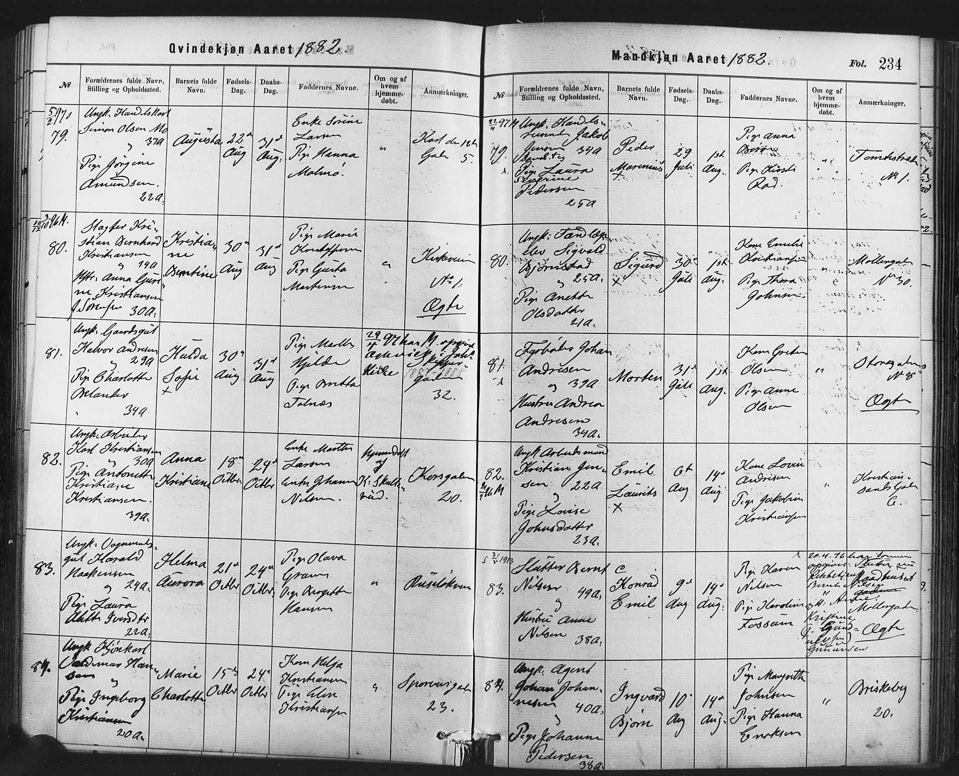 Rikshospitalet prestekontor Kirkebøker, SAO/A-10309b/F/L0006: Parish register (official) no. 6, 1871-1885, p. 234