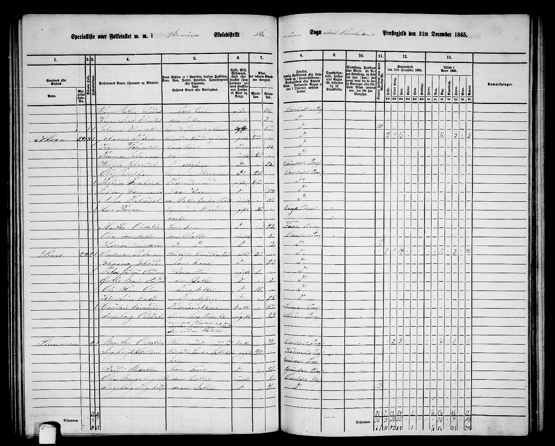 RA, 1865 census for Overhalla, 1865, p. 48