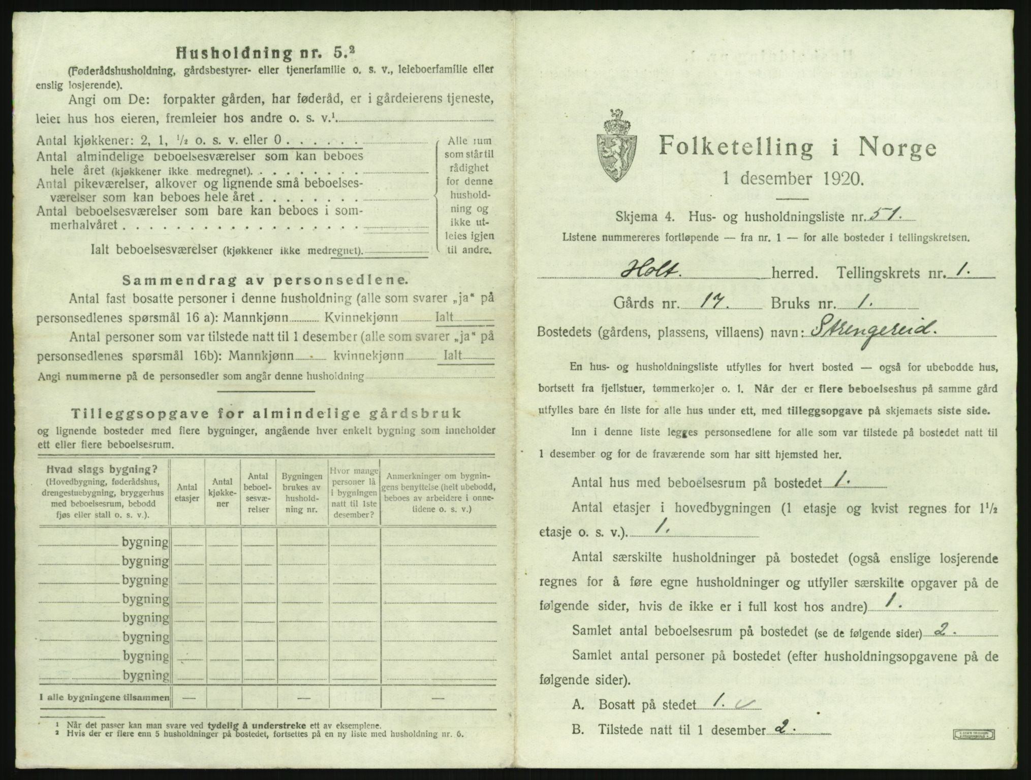 SAK, 1920 census for Holt, 1920, p. 158