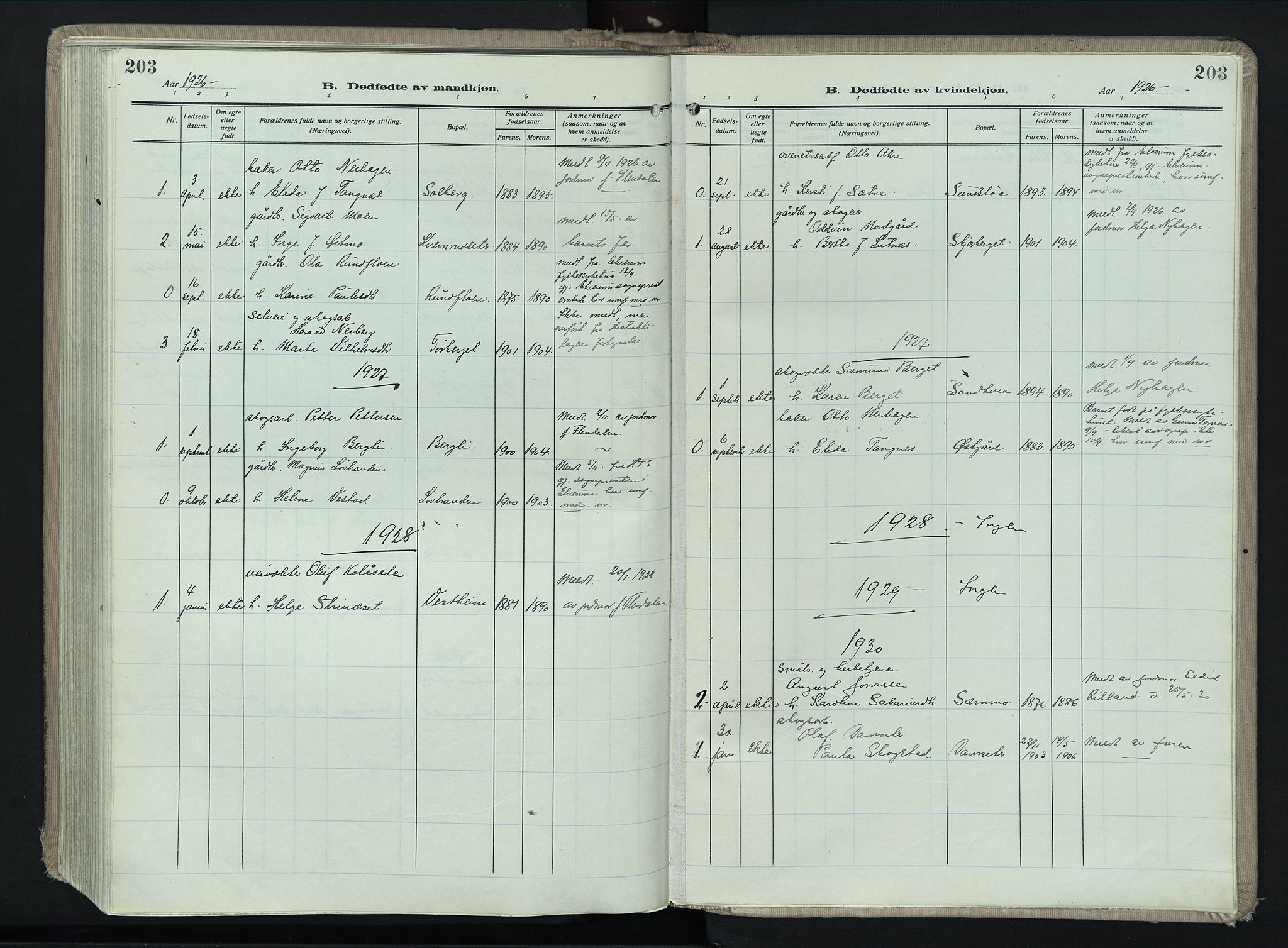 Trysil prestekontor, AV/SAH-PREST-046/H/Ha/Haa/L0017: Parish register (official) no. 17, 1918-1936, p. 203