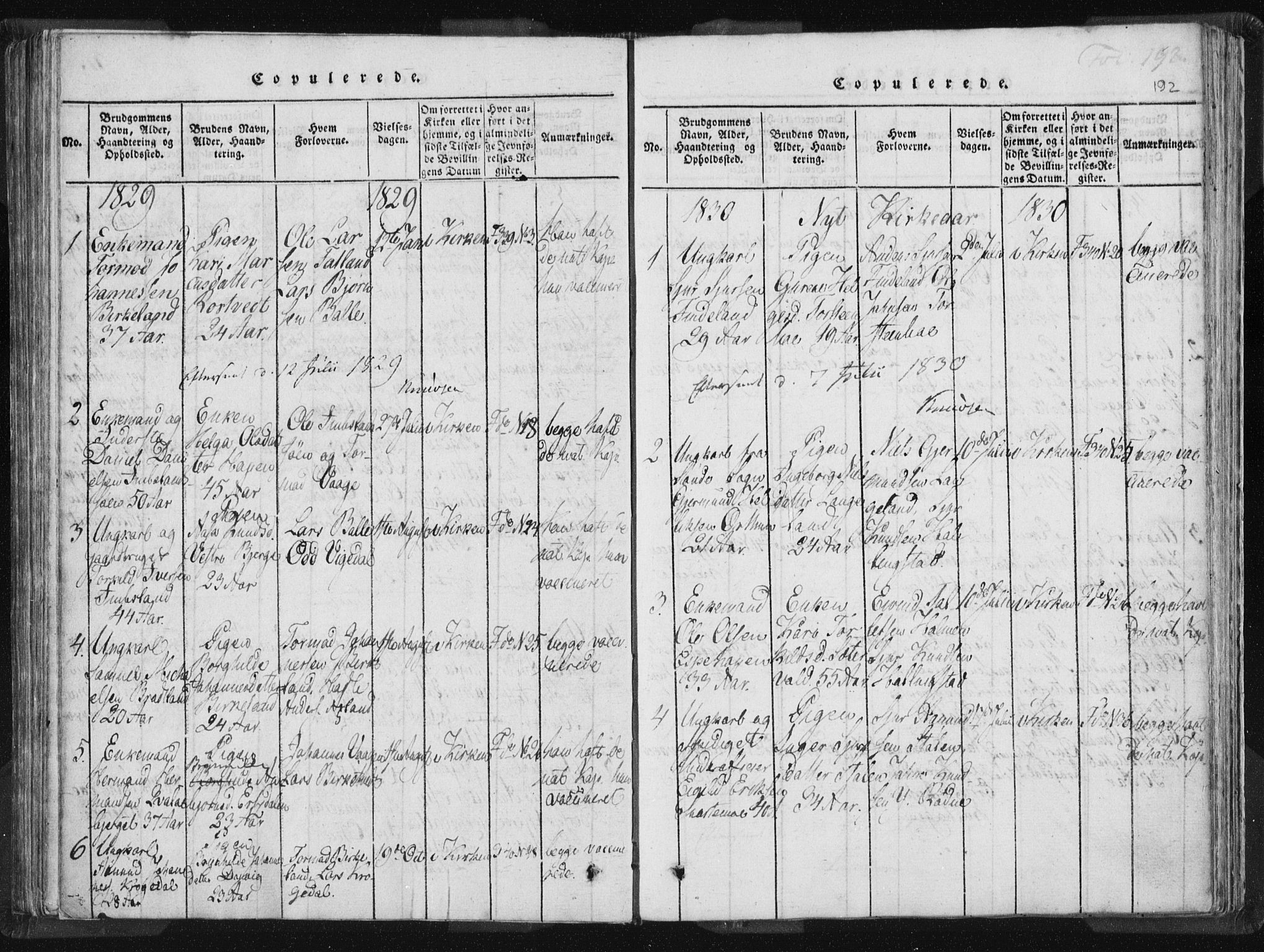 Vikedal sokneprestkontor, AV/SAST-A-101840/01/IV: Parish register (official) no. A 5, 1817-1850, p. 192