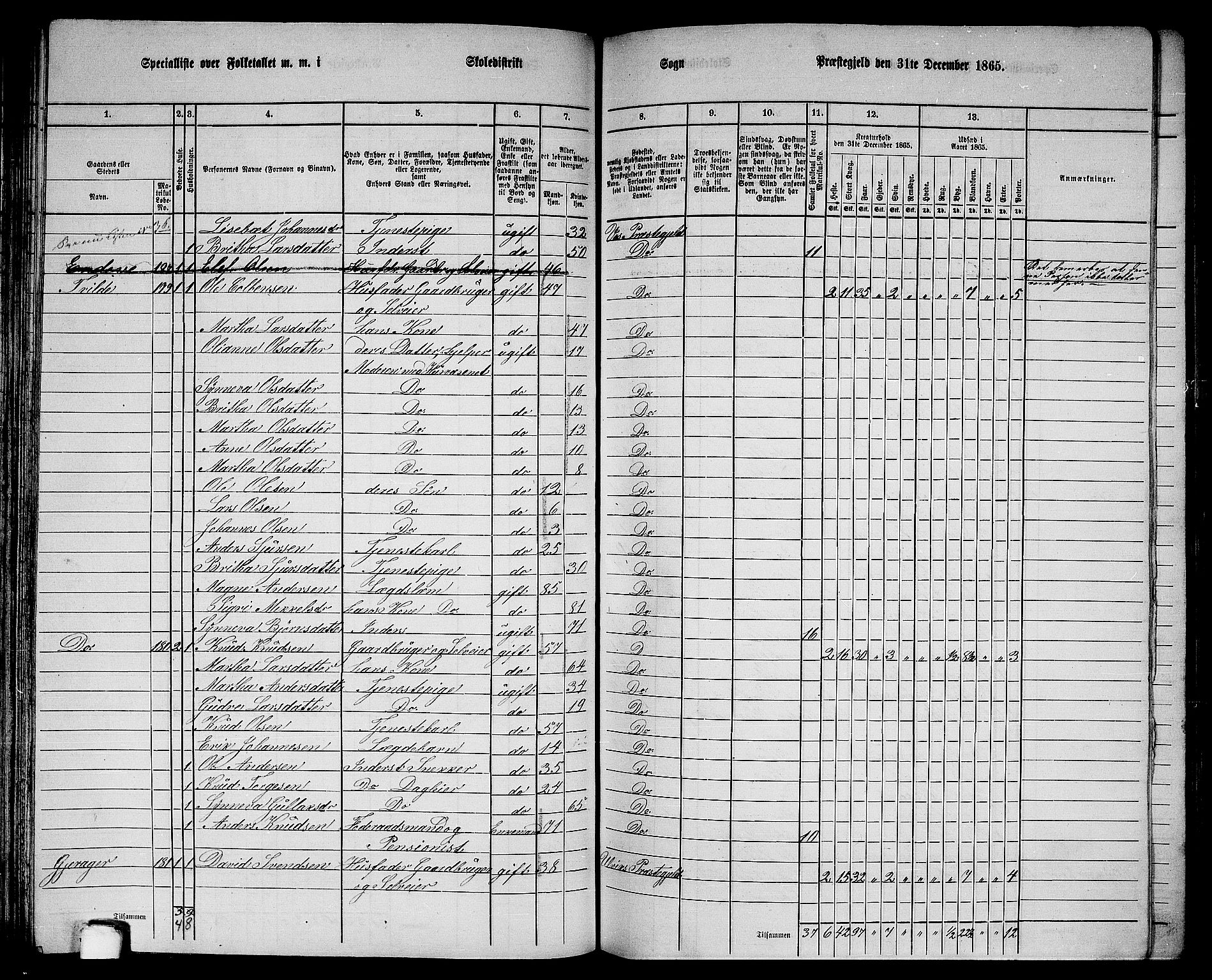 RA, 1865 census for Voss, 1865, p. 98