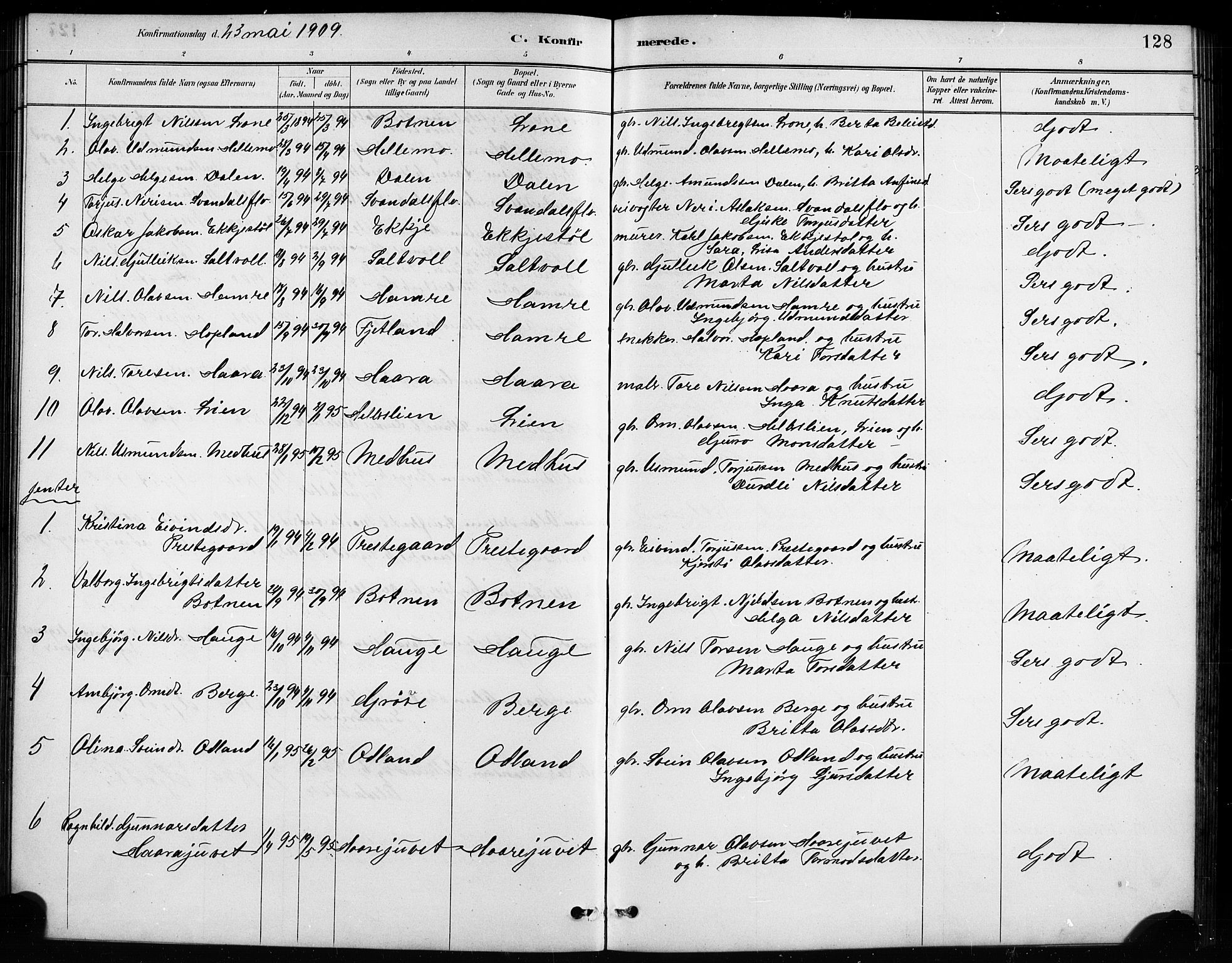 Røldal sokneprestembete, SAB/A-100247: Parish register (copy) no. A 3, 1887-1917, p. 128