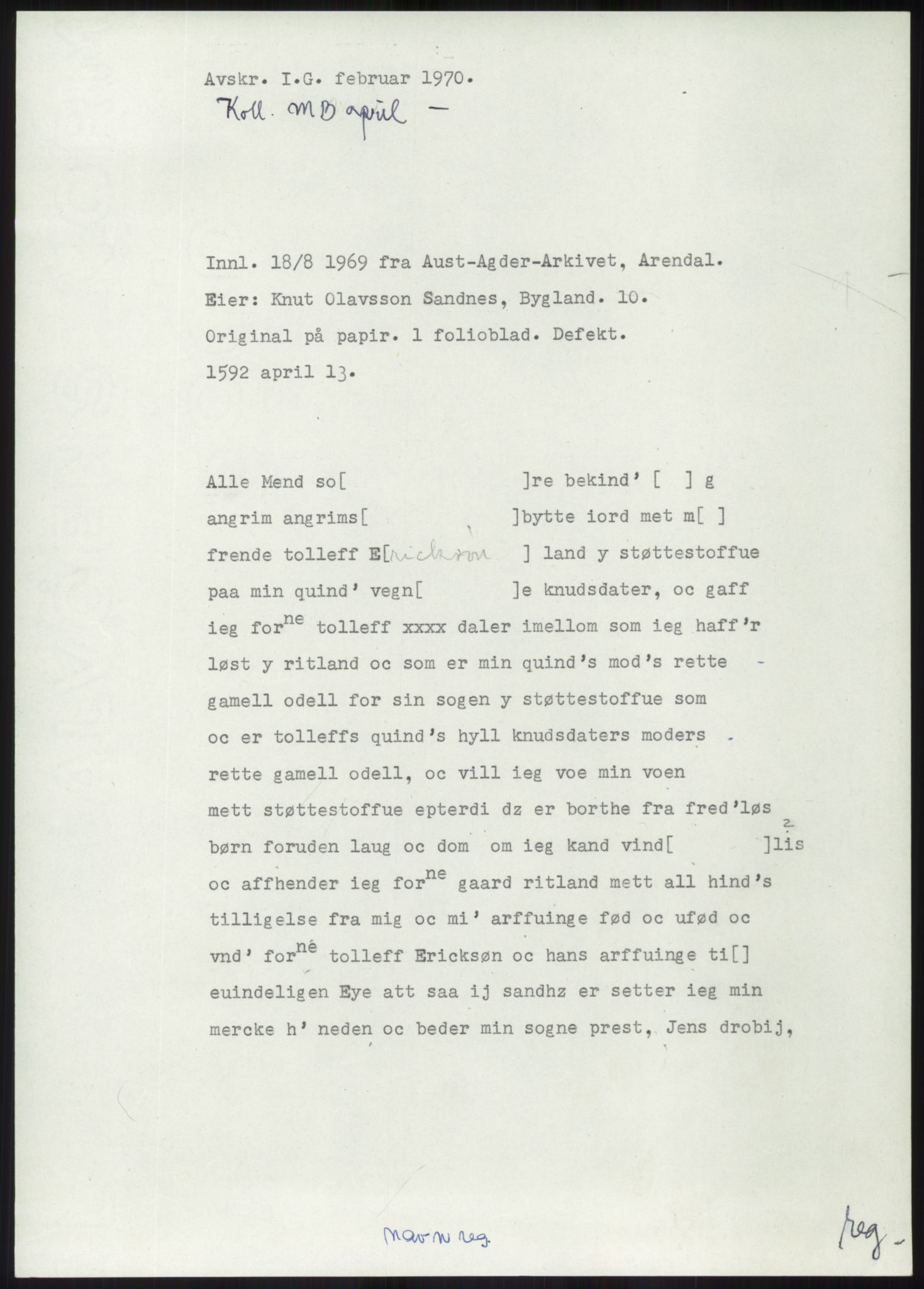 Samlinger til kildeutgivelse, Diplomavskriftsamlingen, AV/RA-EA-4053/H/Ha, p. 1883