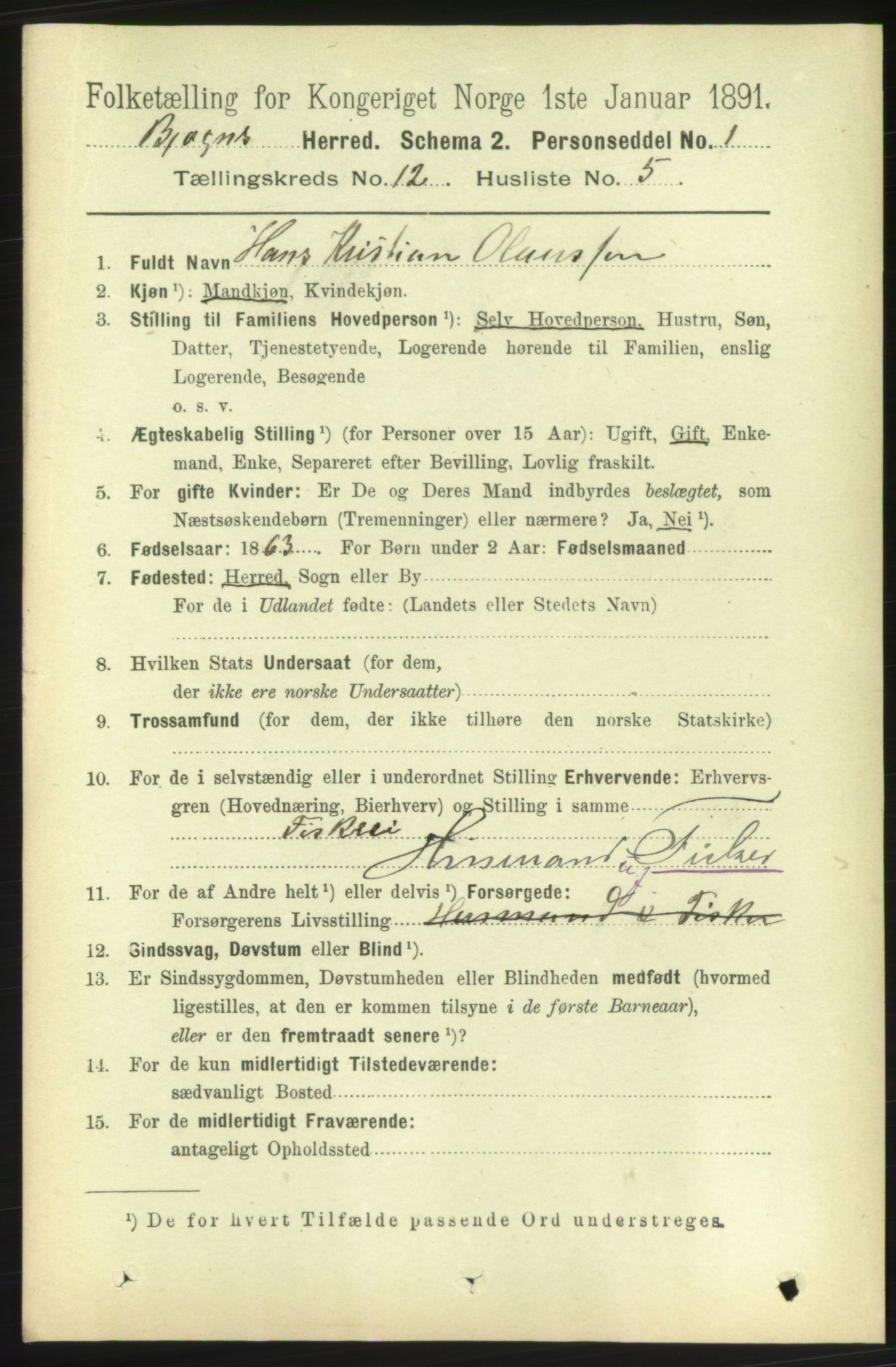 RA, 1891 census for 1627 Bjugn, 1891, p. 3504