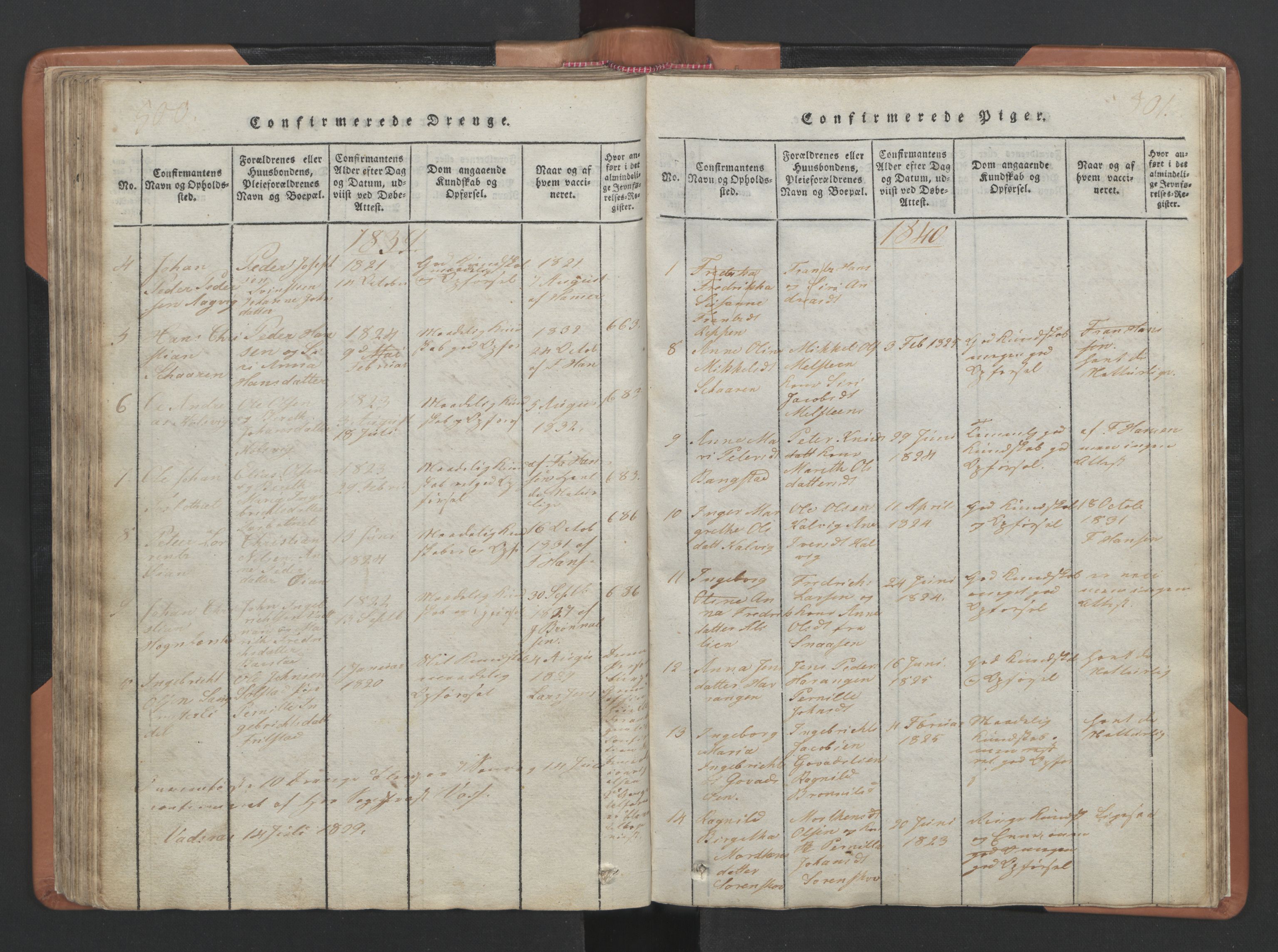 Ministerialprotokoller, klokkerbøker og fødselsregistre - Nordland, SAT/A-1459/810/L0157: Parish register (copy) no. 810C01, 1819-1842, p. 500-501
