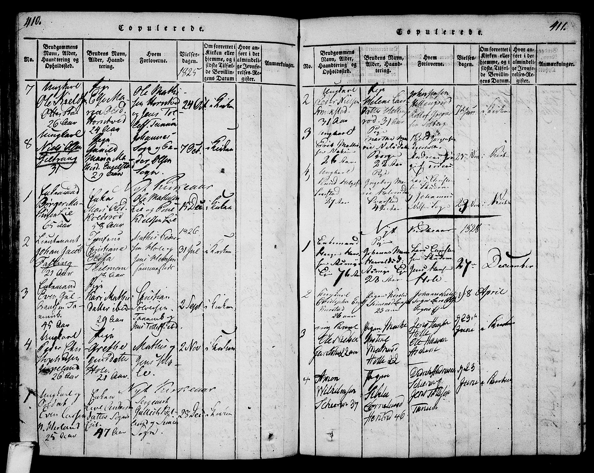 Lardal kirkebøker, SAKO/A-350/F/Fa/L0005: Parish register (official) no. I 5, 1814-1835, p. 410-411