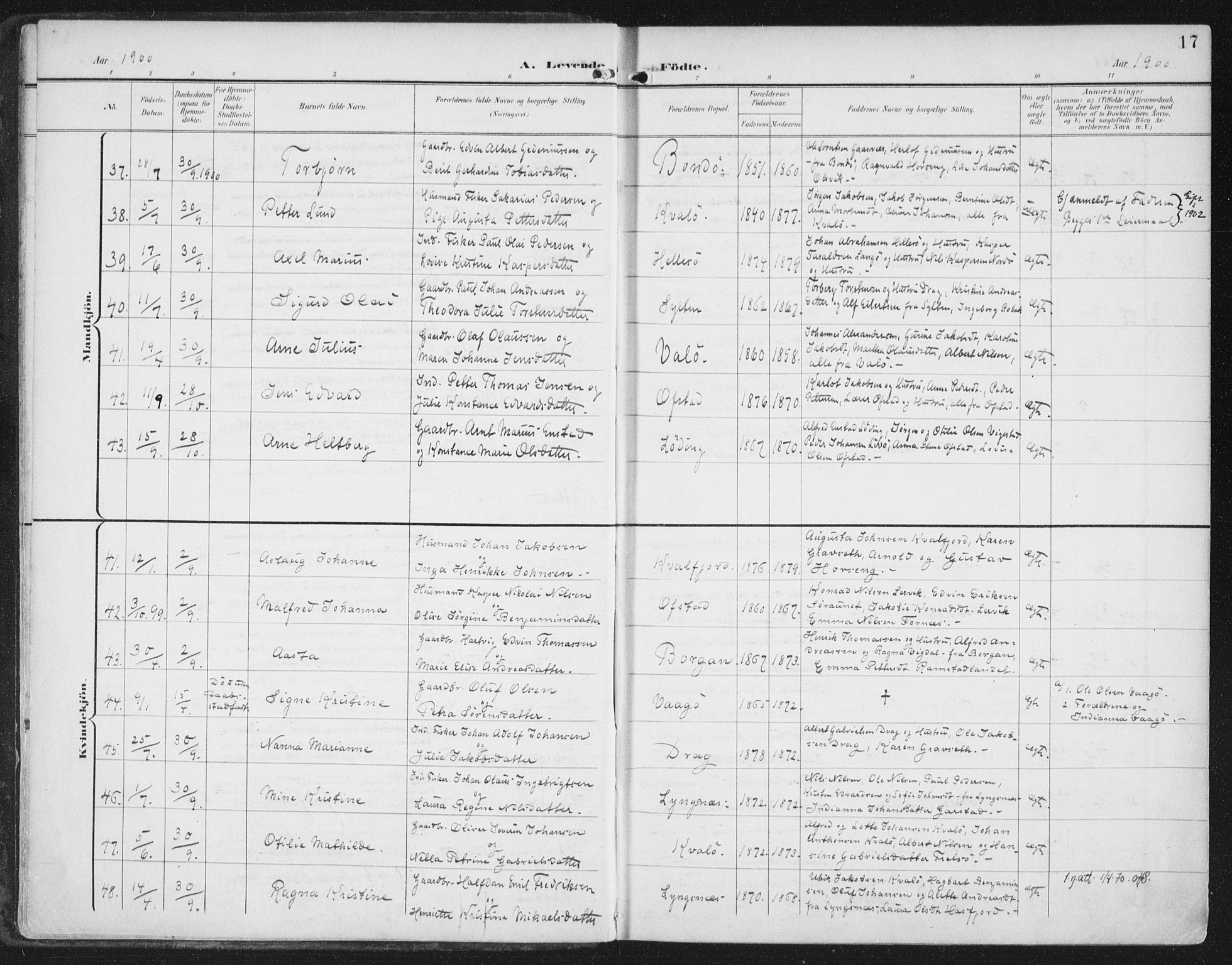 Ministerialprotokoller, klokkerbøker og fødselsregistre - Nord-Trøndelag, AV/SAT-A-1458/786/L0688: Parish register (official) no. 786A04, 1899-1912, p. 17