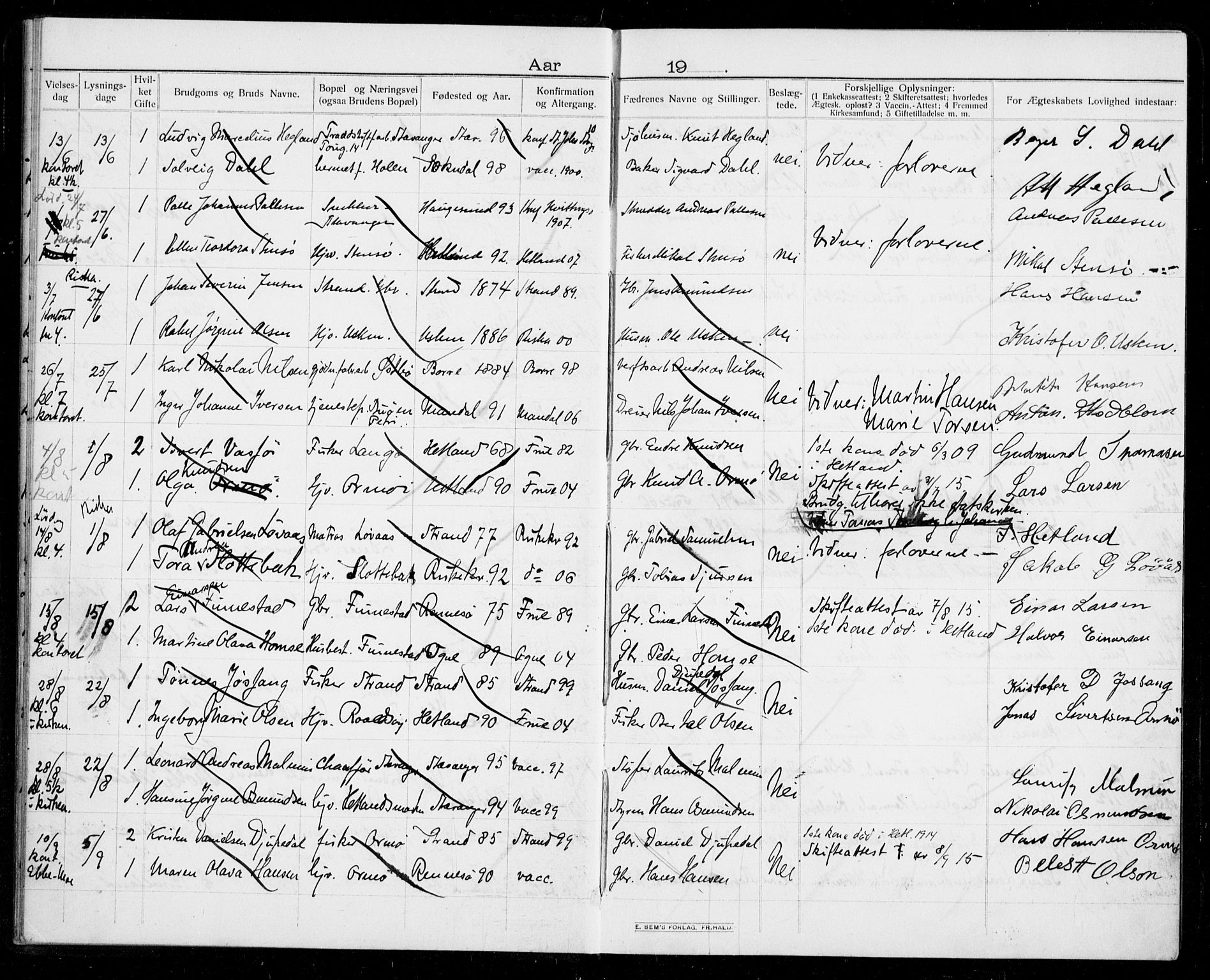 Hetland sokneprestkontor, AV/SAST-A-101826/70/705BA/L0005: Banns register no. 705.BA.5, 1911-1935