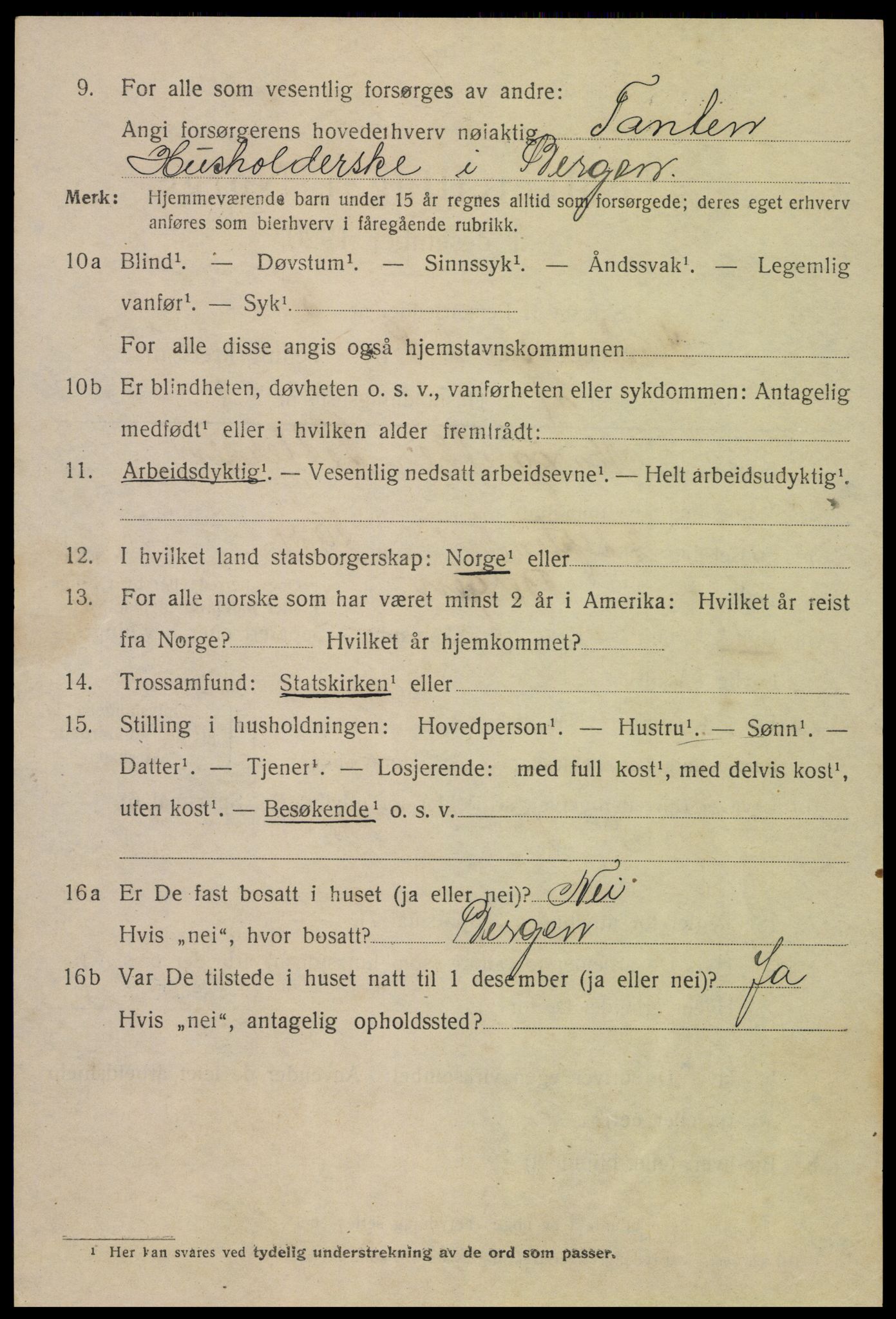 SAK, 1920 census for Kristiansand, 1920, p. 20536