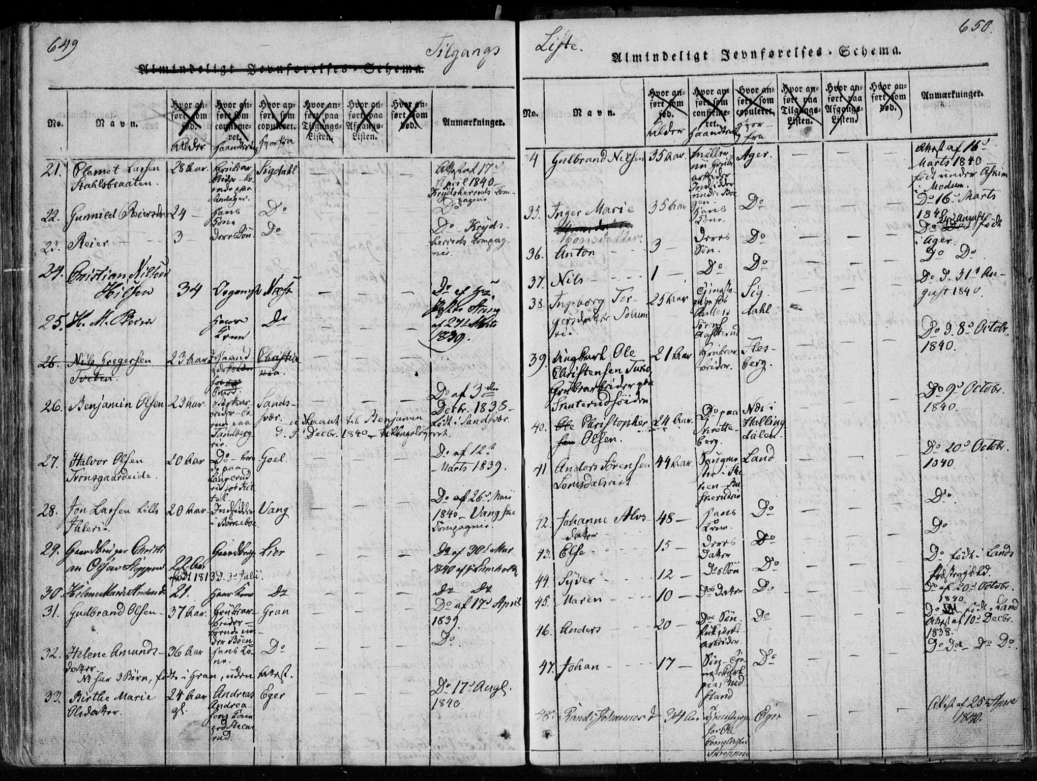 Modum kirkebøker, AV/SAKO-A-234/F/Fa/L0005: Parish register (official) no. 5, 1824-1841, p. 649-650