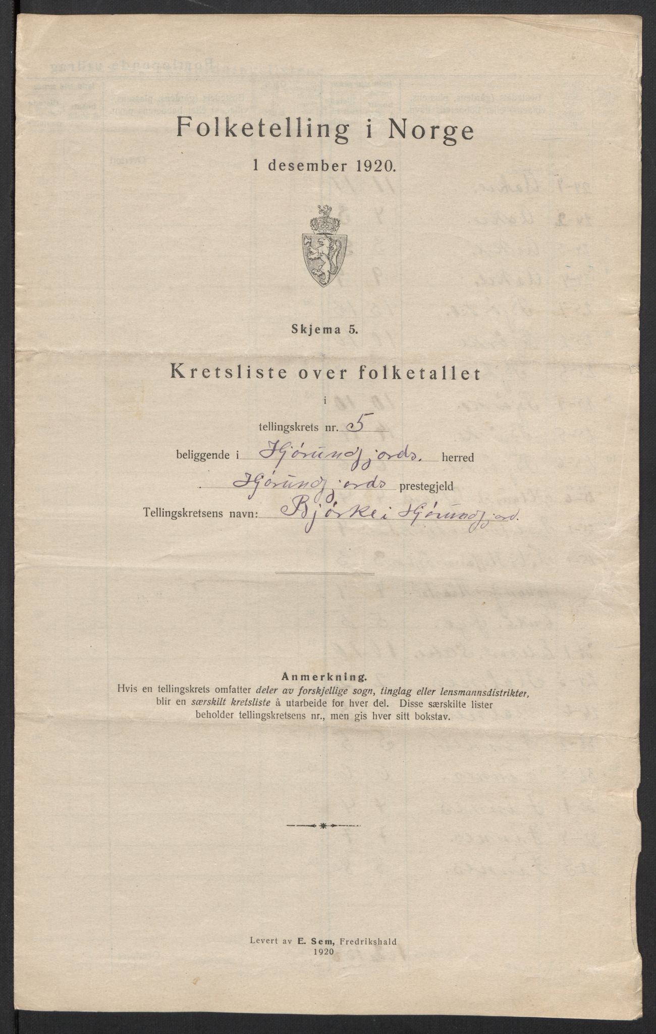SAT, 1920 census for Hjørundfjord, 1920, p. 19