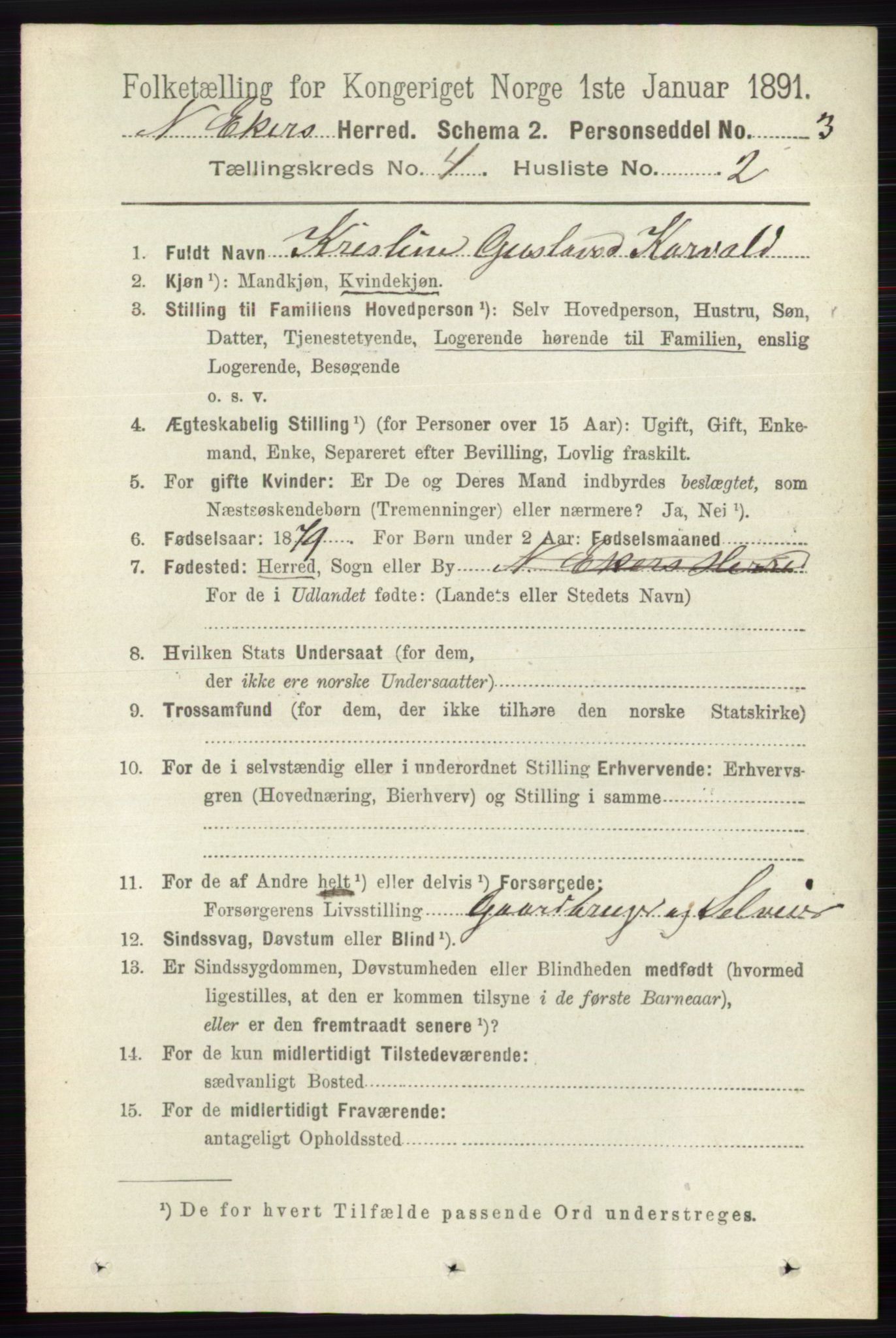 RA, 1891 census for 0625 Nedre Eiker, 1891, p. 1948