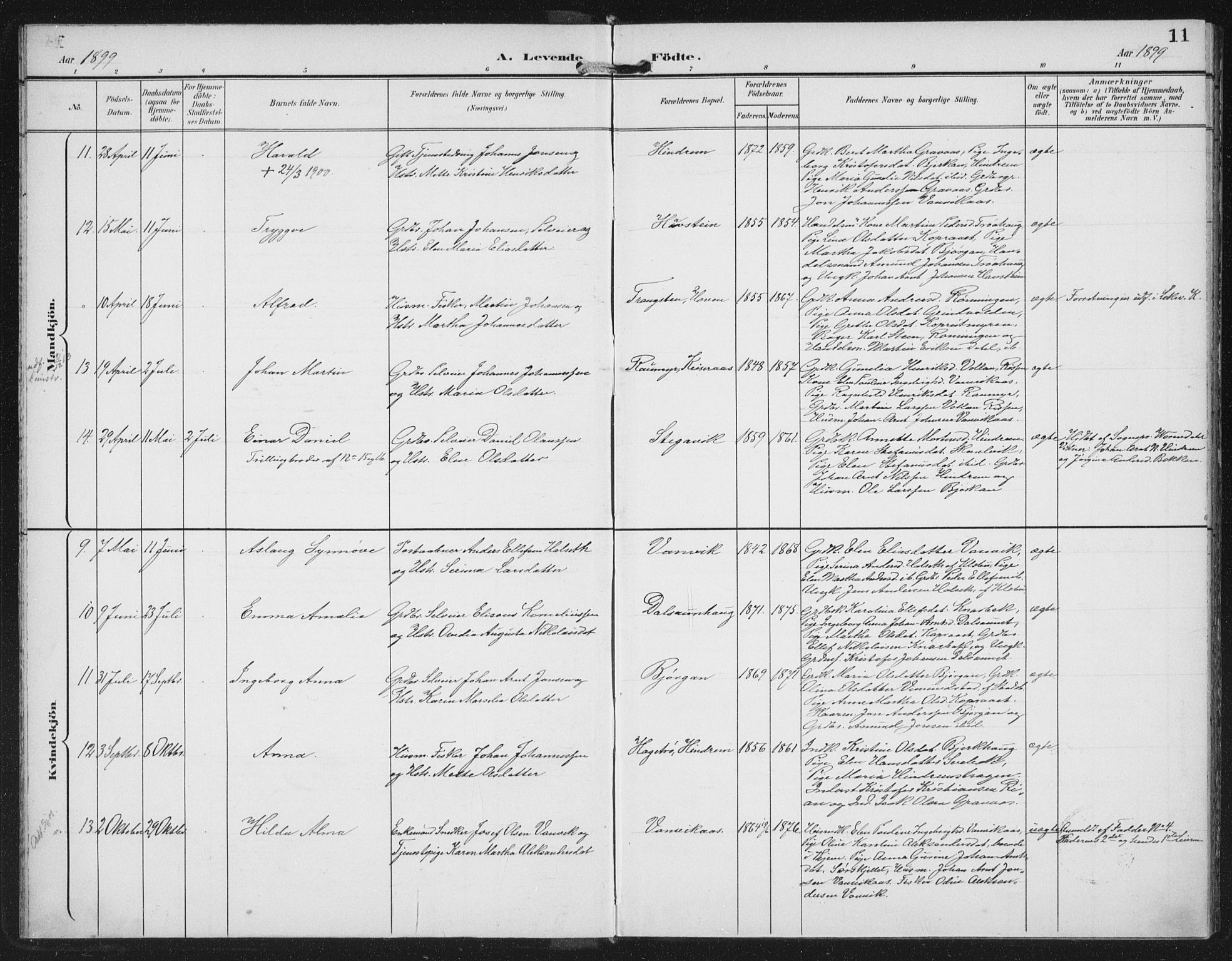 Ministerialprotokoller, klokkerbøker og fødselsregistre - Nord-Trøndelag, SAT/A-1458/702/L0024: Parish register (official) no. 702A02, 1898-1914, p. 11