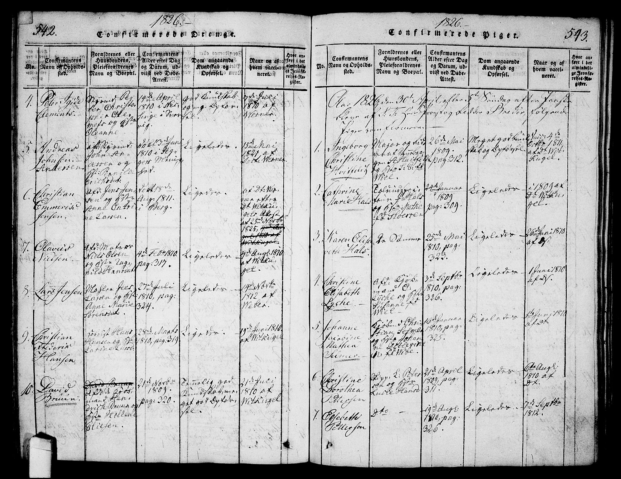 Halden prestekontor Kirkebøker, SAO/A-10909/G/Ga/L0001: Parish register (copy) no. 1, 1815-1833, p. 542-543