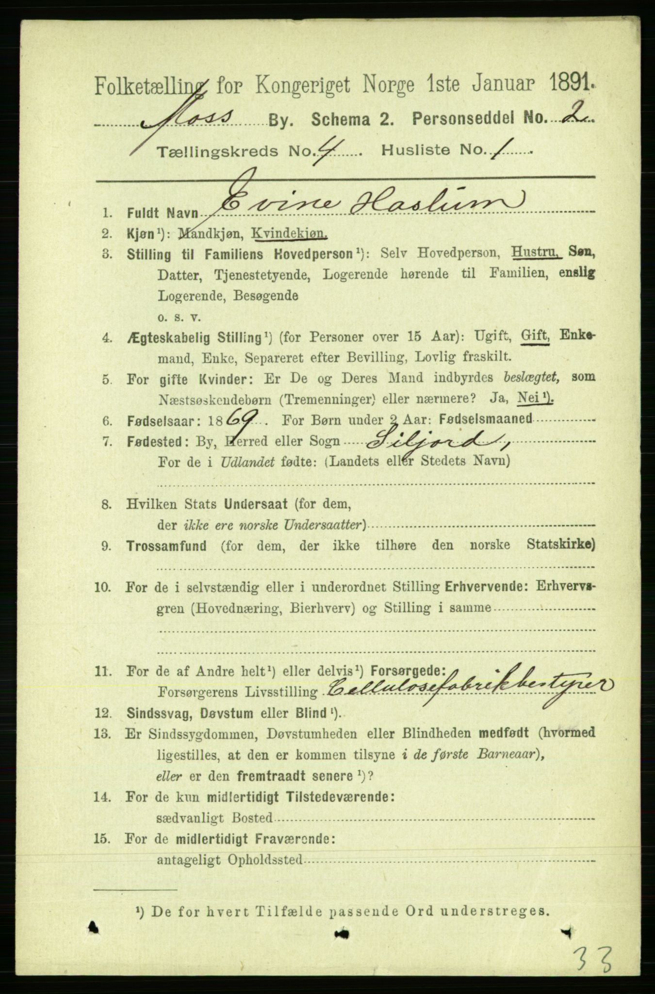 RA, 1891 census for 0104 Moss, 1891, p. 2661