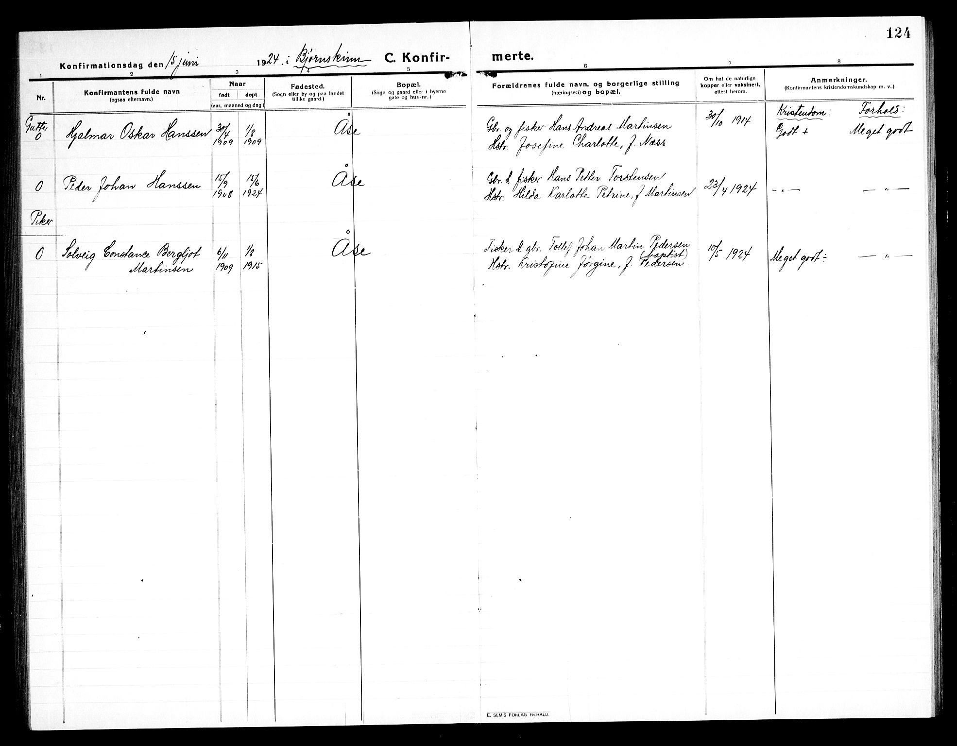 Ministerialprotokoller, klokkerbøker og fødselsregistre - Nordland, SAT/A-1459/897/L1415: Parish register (copy) no. 897C05, 1916-1945, p. 124