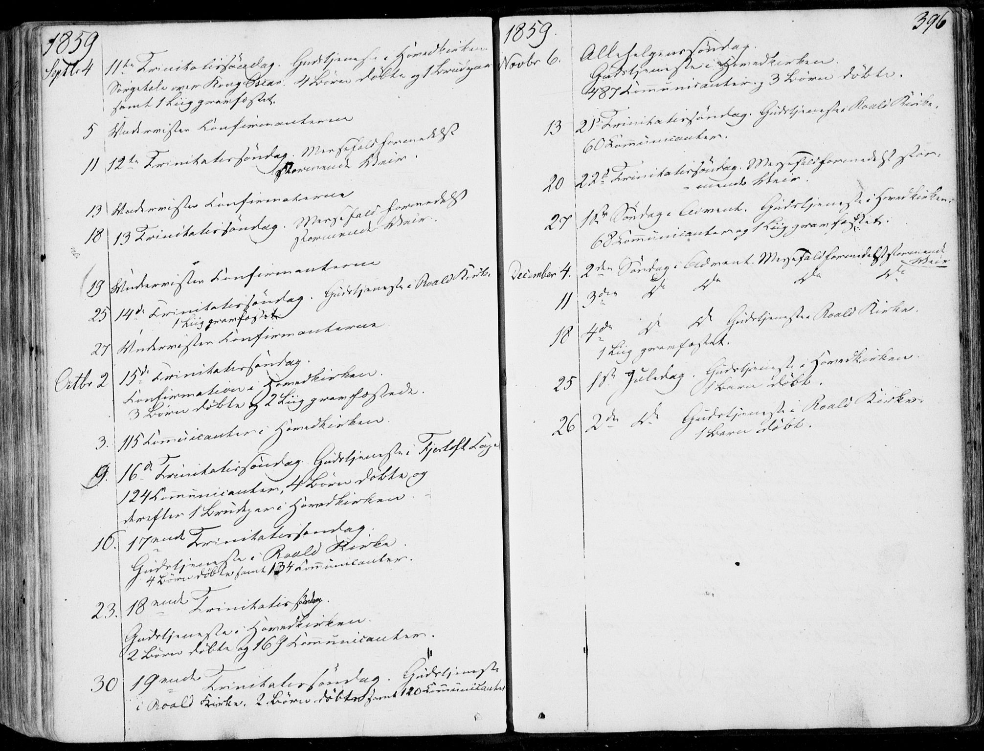 Ministerialprotokoller, klokkerbøker og fødselsregistre - Møre og Romsdal, SAT/A-1454/536/L0497: Parish register (official) no. 536A06, 1845-1865, p. 396
