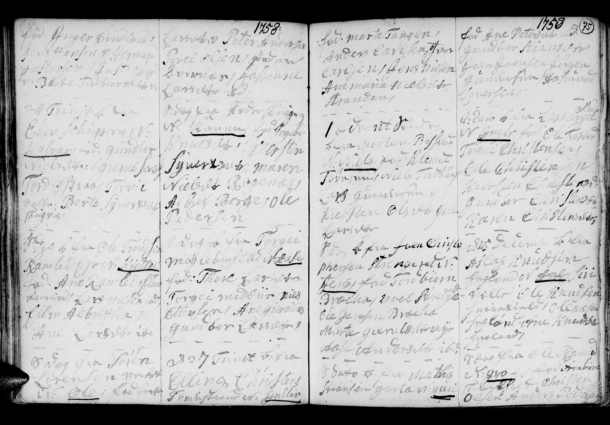 Holt sokneprestkontor, AV/SAK-1111-0021/F/Fb/L0005: Parish register (copy) no. B 5, 1746-1764, p. 75