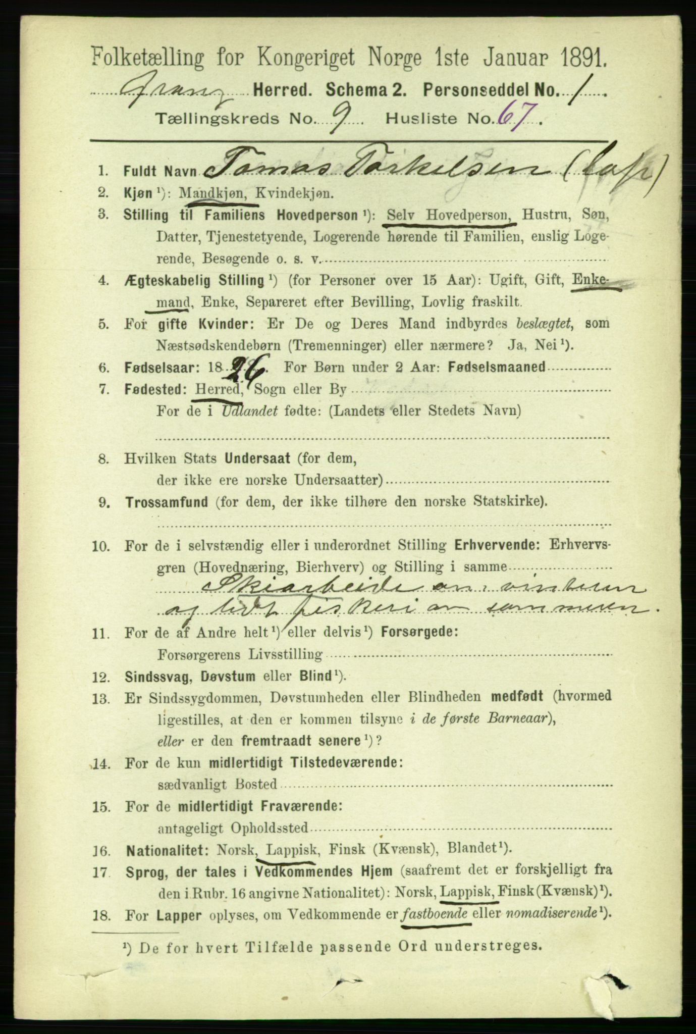 RA, 1891 census for 1742 Grong, 1891, p. 3569