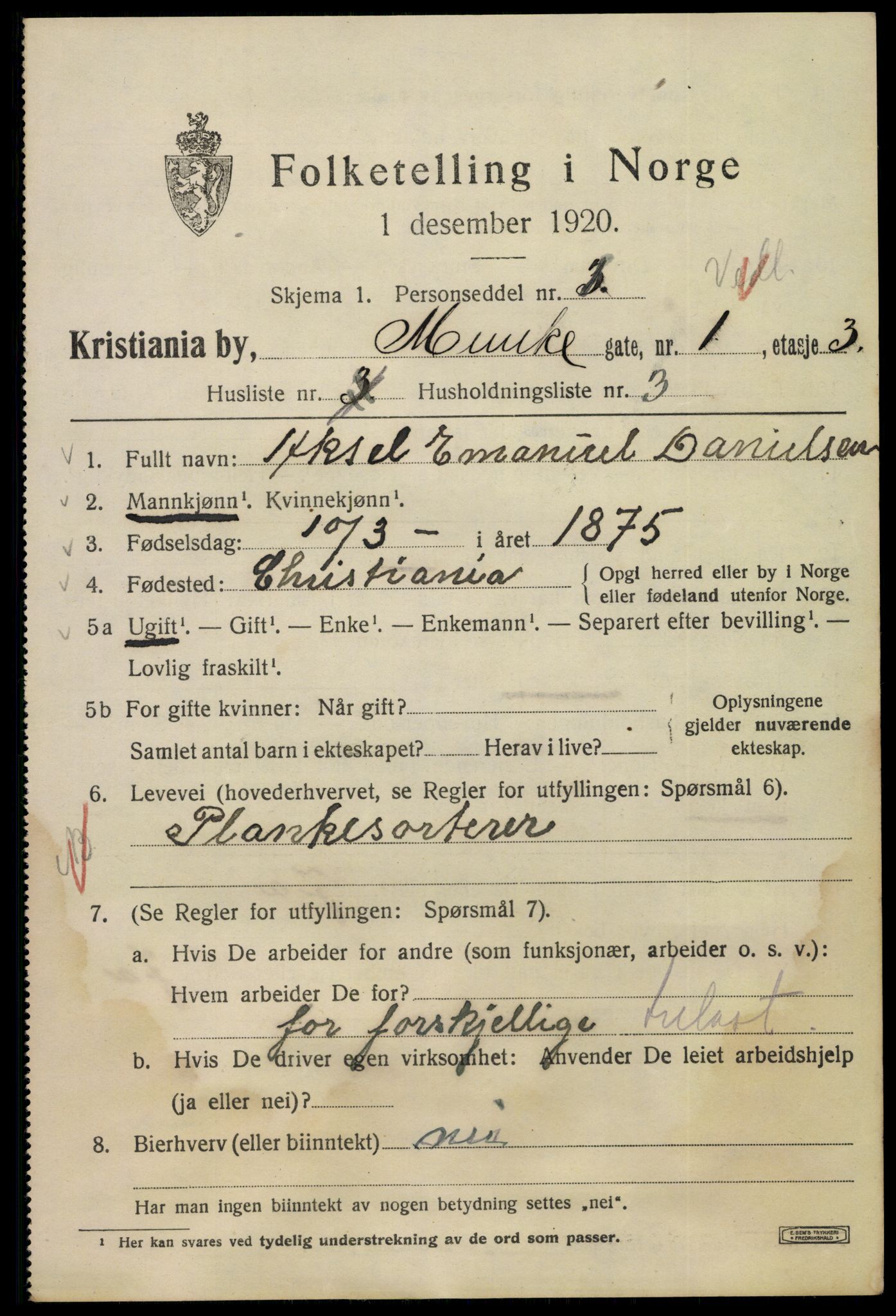 SAO, 1920 census for Kristiania, 1920, p. 404645