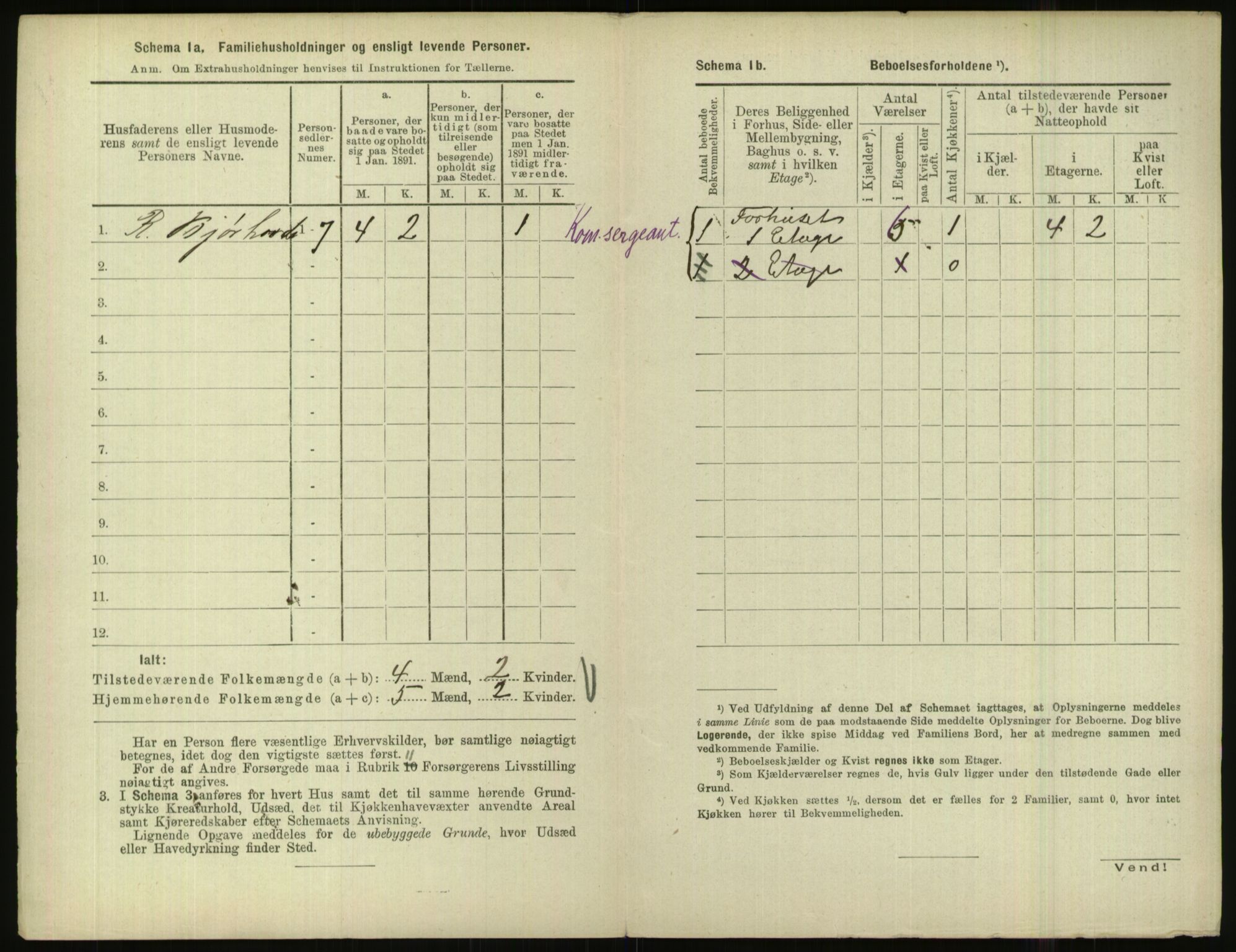 RA, 1891 census for 1001 Kristiansand, 1891, p. 1307