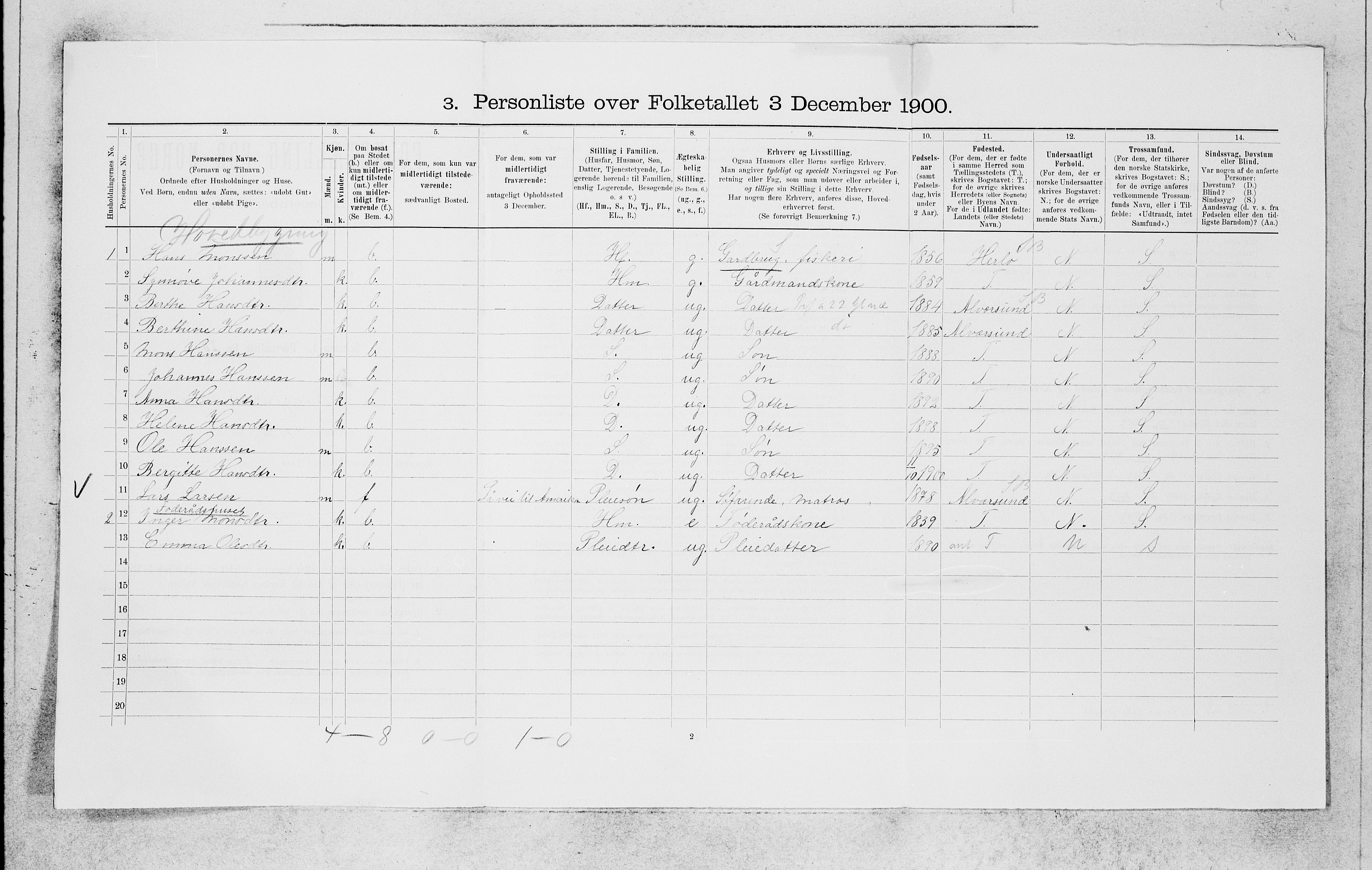 SAB, 1900 census for Manger, 1900, p. 769