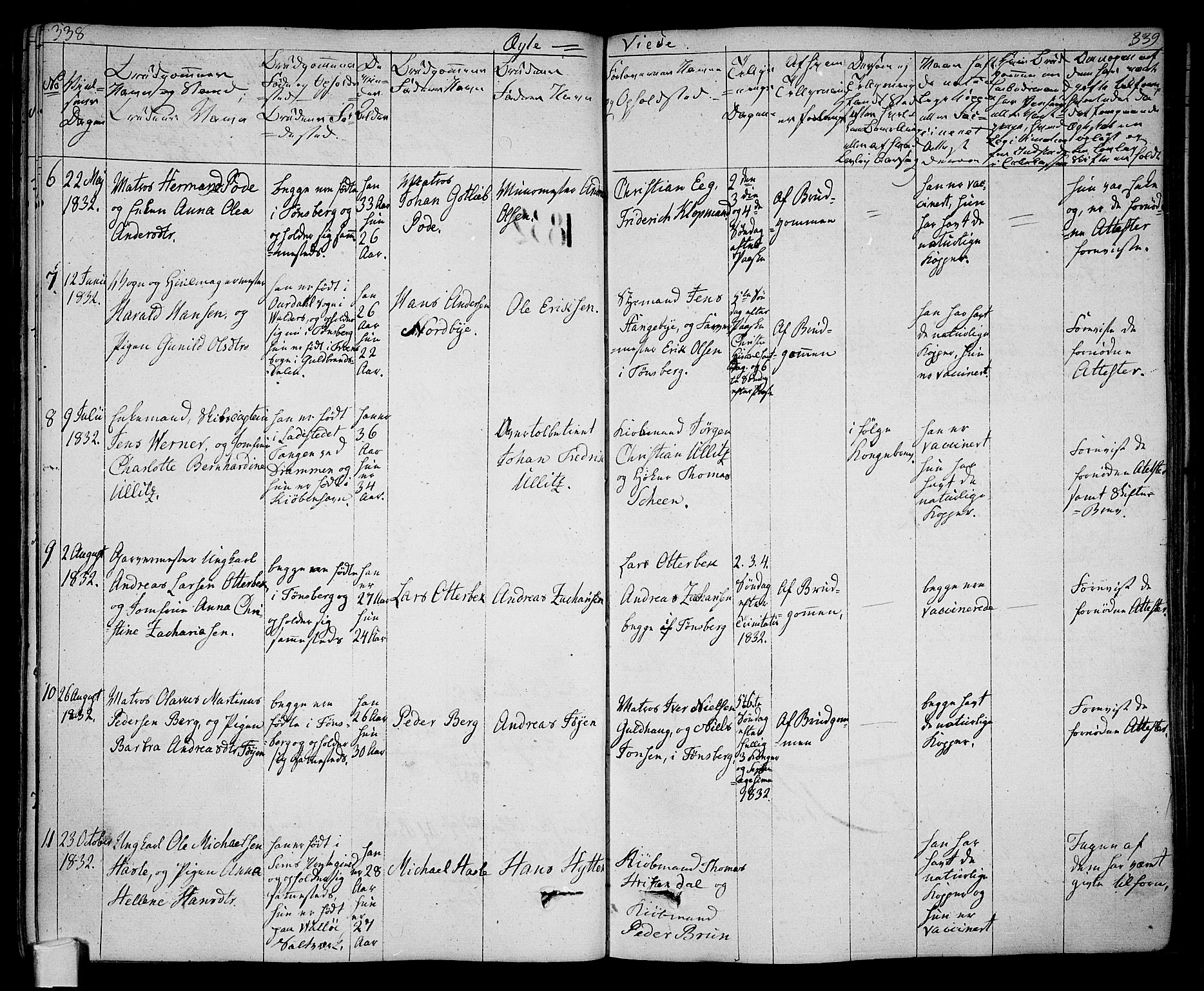 Tønsberg kirkebøker, AV/SAKO-A-330/F/Fa/L0005: Parish register (official) no. I 5, 1827-1836, p. 338-339