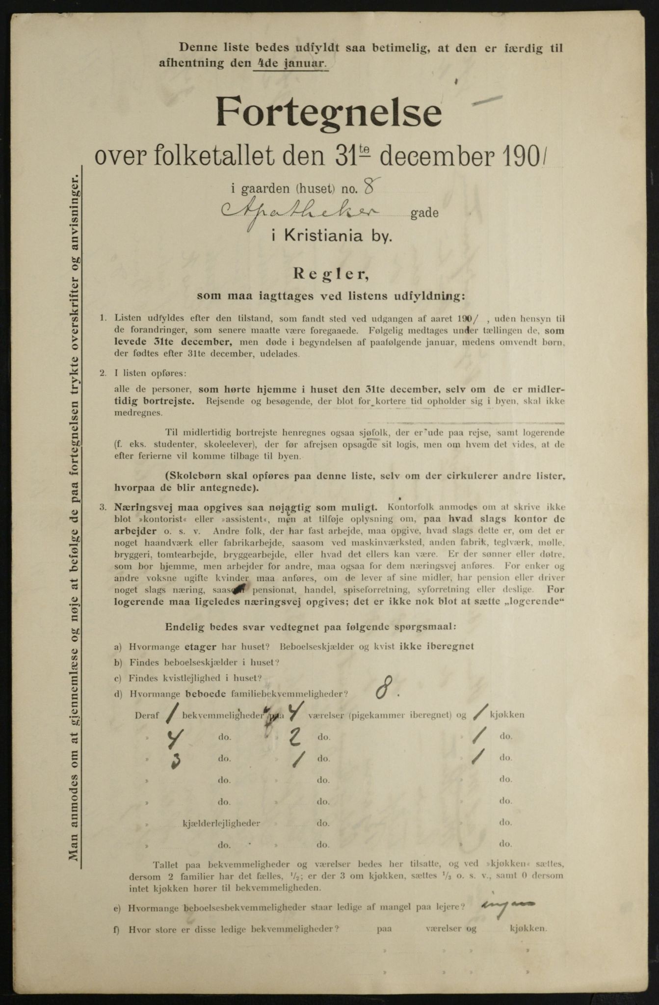 OBA, Municipal Census 1901 for Kristiania, 1901, p. 317