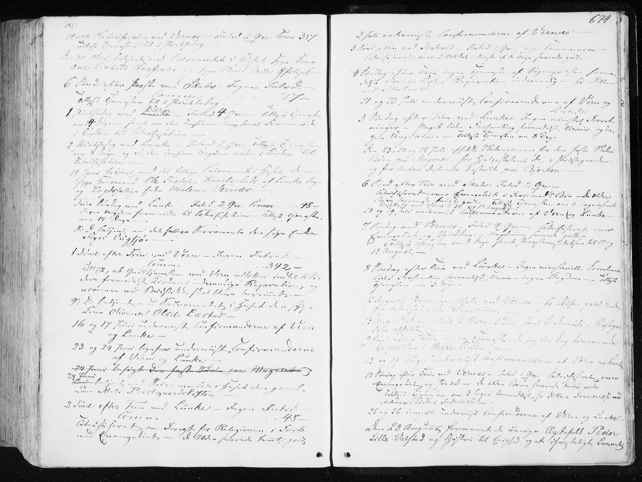 Ministerialprotokoller, klokkerbøker og fødselsregistre - Nord-Trøndelag, AV/SAT-A-1458/709/L0074: Parish register (official) no. 709A14, 1845-1858, p. 674