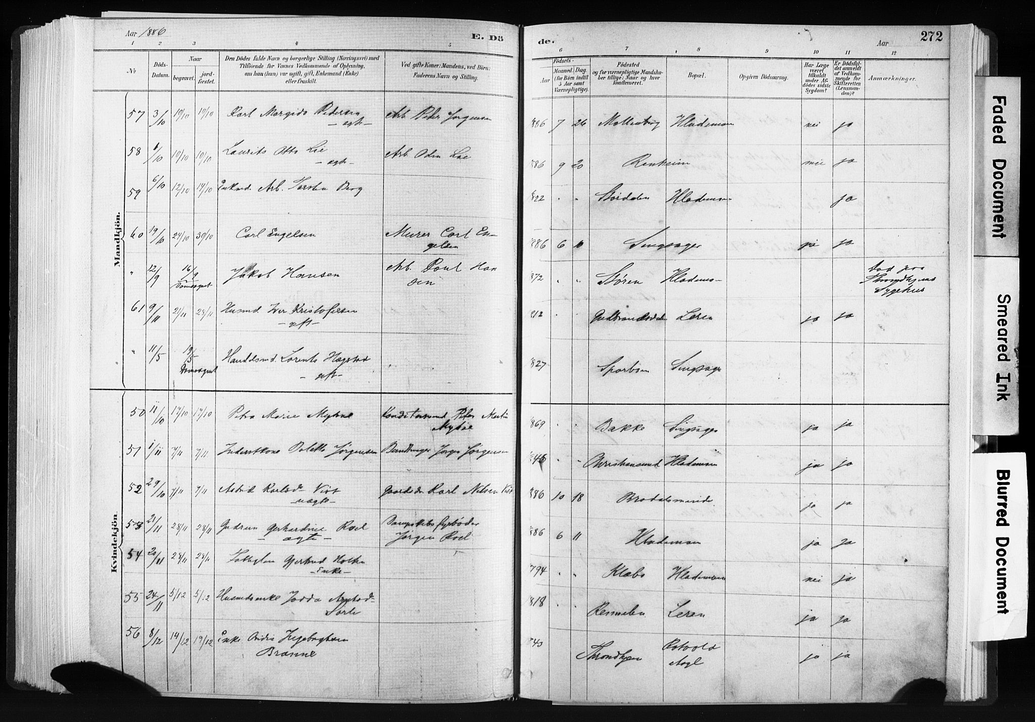 Ministerialprotokoller, klokkerbøker og fødselsregistre - Sør-Trøndelag, AV/SAT-A-1456/606/L0300: Parish register (official) no. 606A15, 1886-1893, p. 272