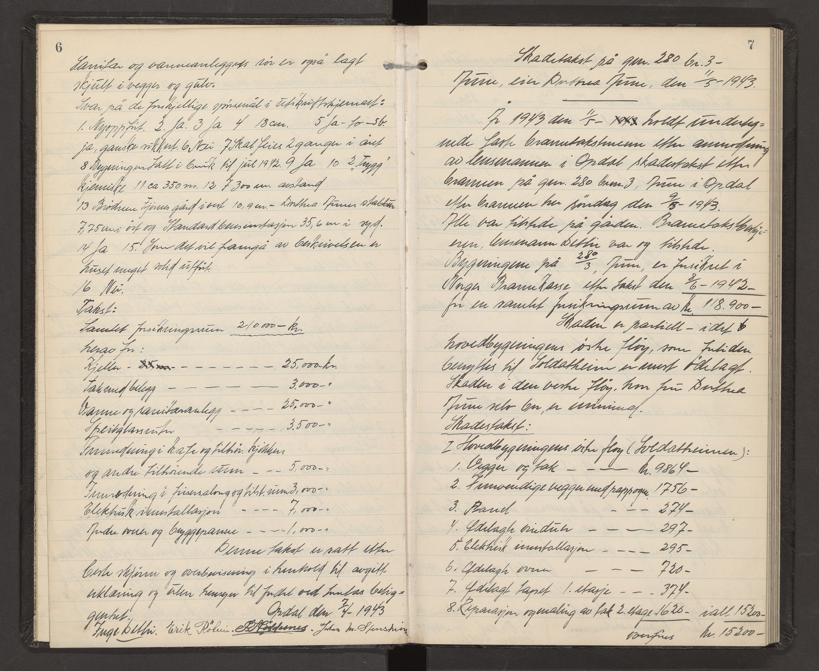 Norges Brannkasse Oppdal, AV/SAT-A-5527/Fa/L0002: Branntakstprotokoll med tekst, 1942-1950