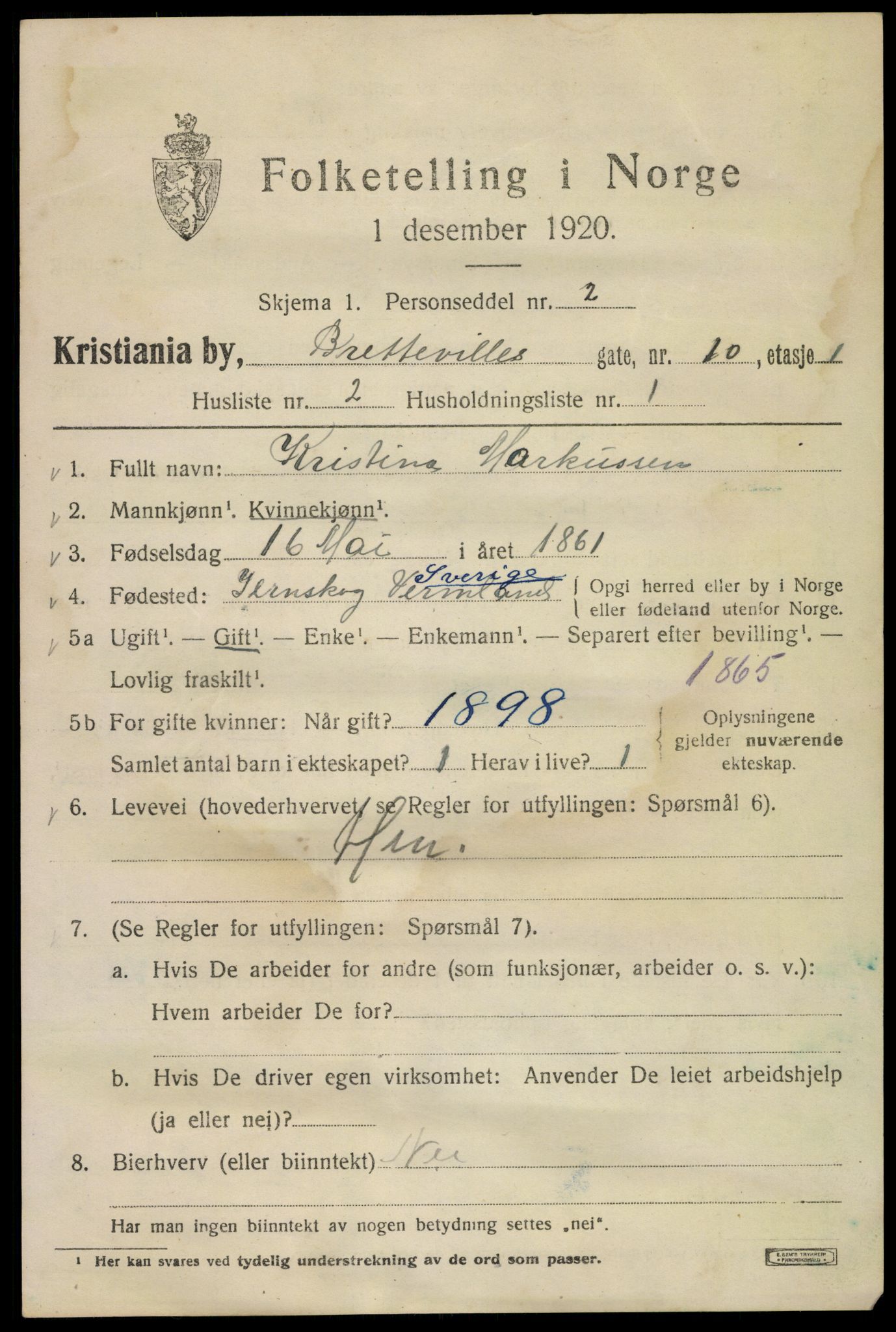 SAO, 1920 census for Kristiania, 1920, p. 171771