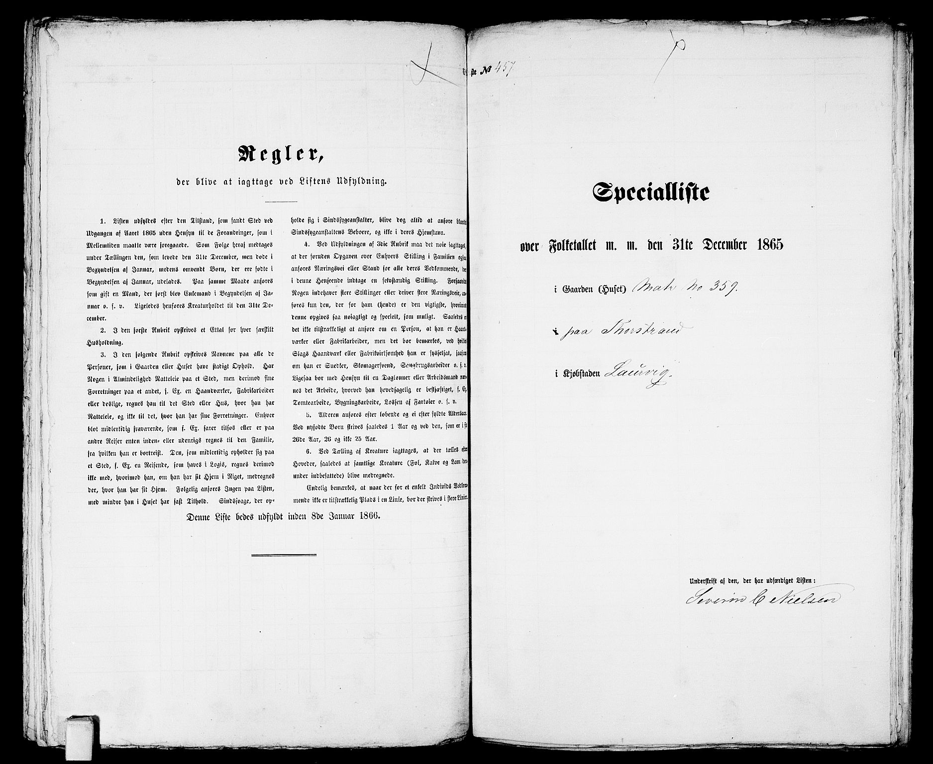 RA, 1865 census for Larvik, 1865, p. 938